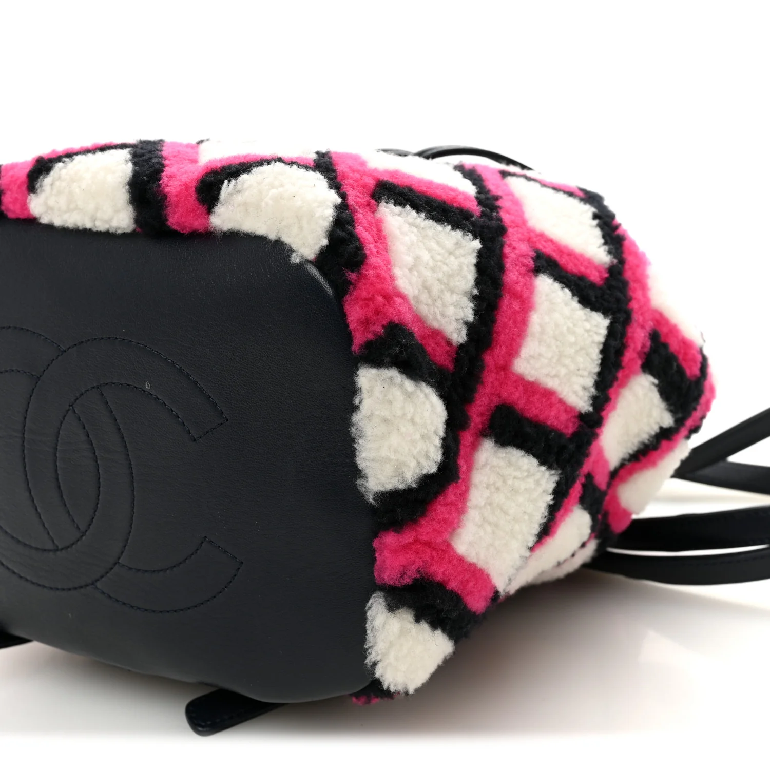Lambskin Shearling Small Urban Spirit Backpack White Fuchsia Navy - Image 10