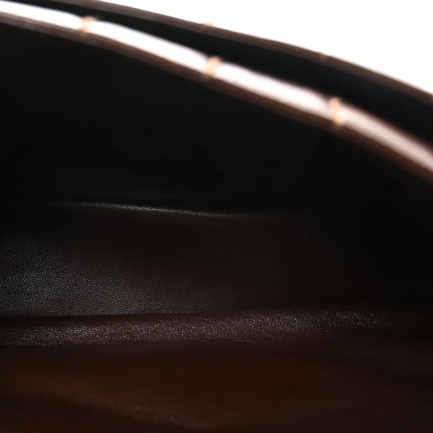 Lambskin Square Double Stitch Flap Dark Brown - Image 4