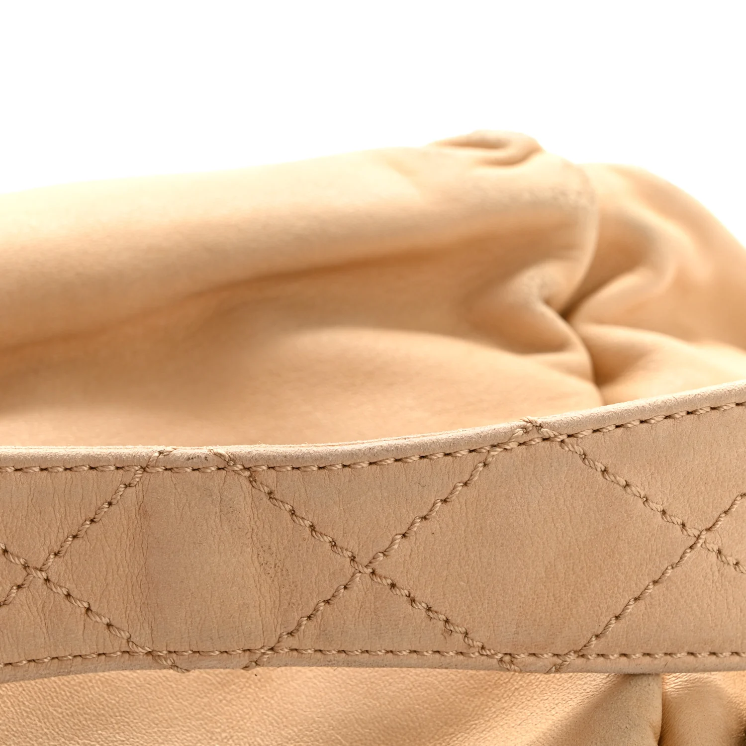 Lambskin Stitched Accordion Flap Tote Beige - Image 13