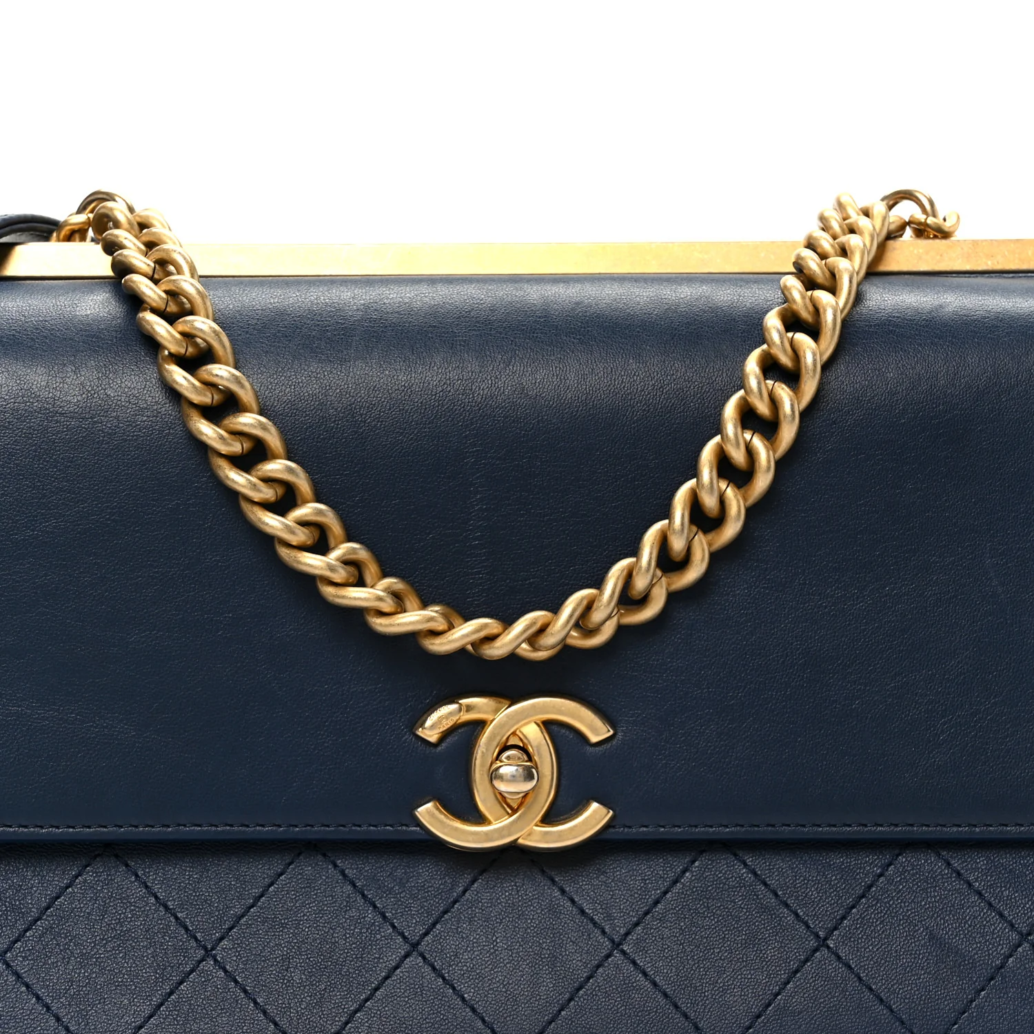 Lambskin Stitched Coco Luxe Medium Flap Blue - Image 10