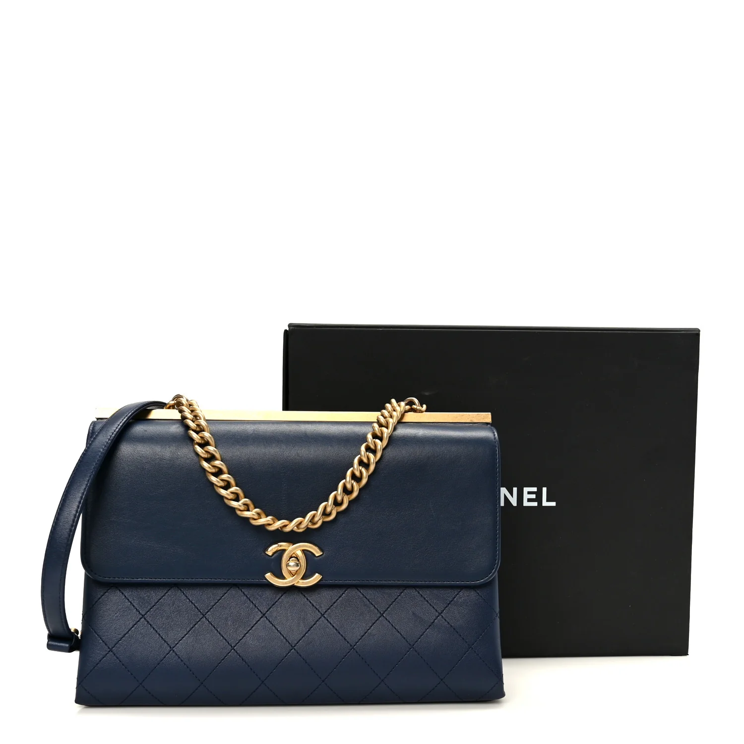 Lambskin Stitched Coco Luxe Medium Flap Blue - Image 13
