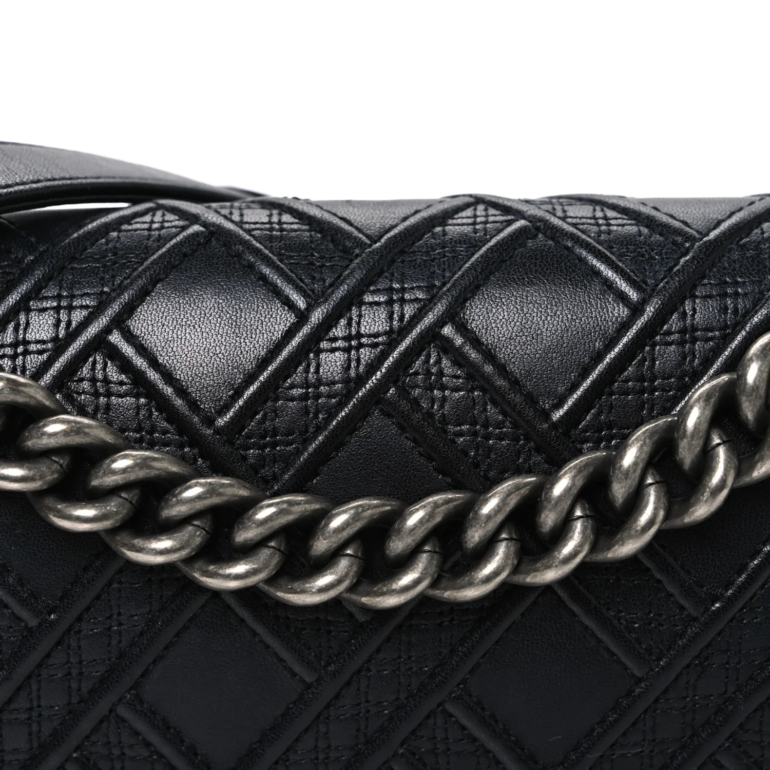 Lambskin Stitched Medium Boy Flap Black - Image 8