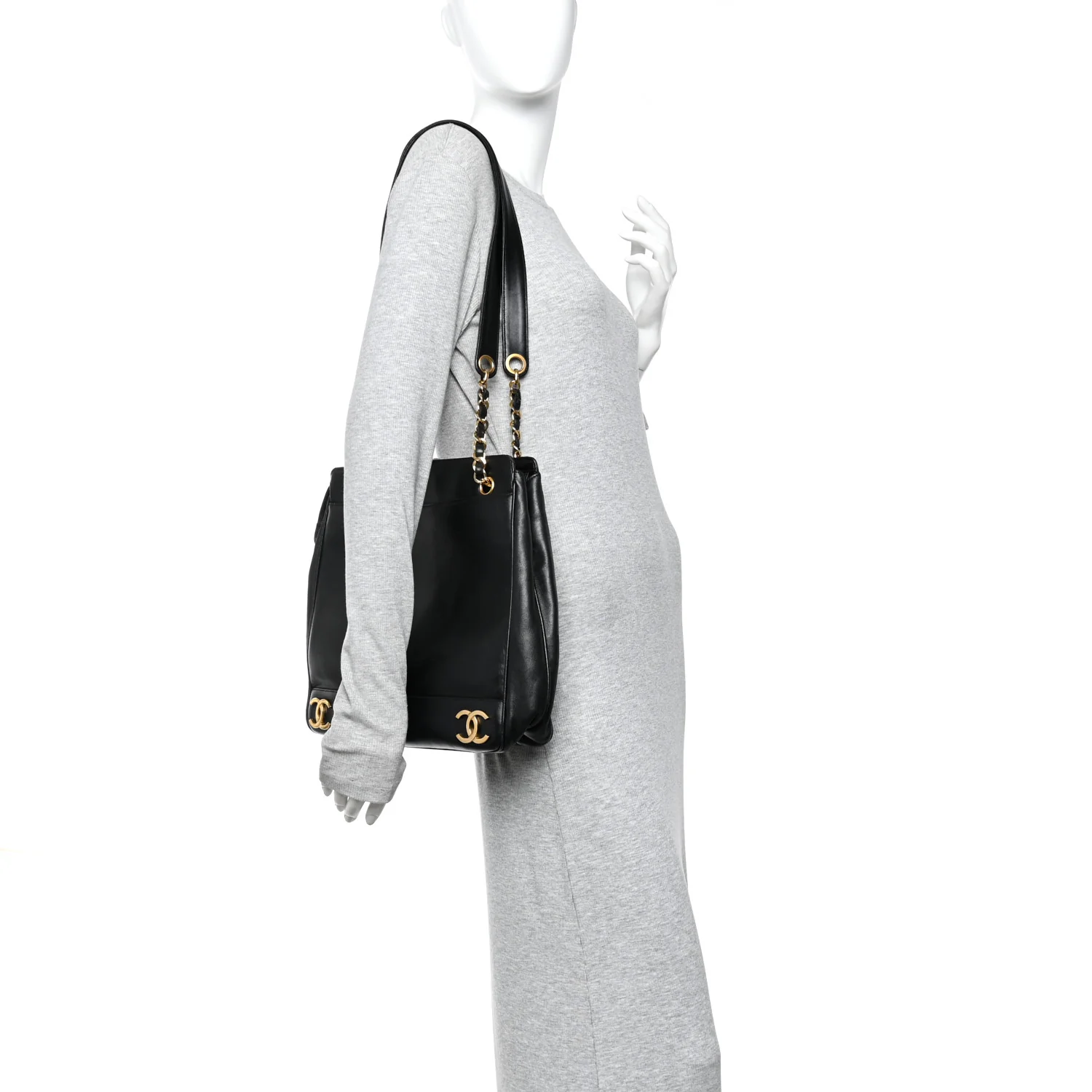Lambskin Triple CC Shoulder Bag Black - Image 2
