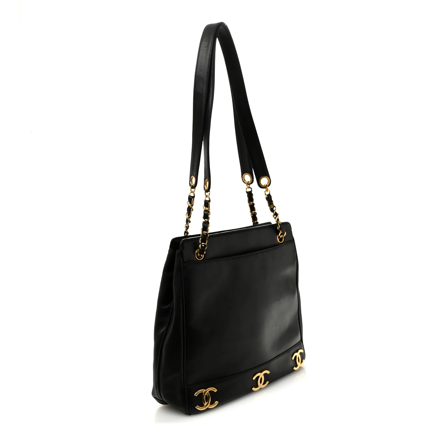 Lambskin Triple CC Shoulder Bag Black - Image 3