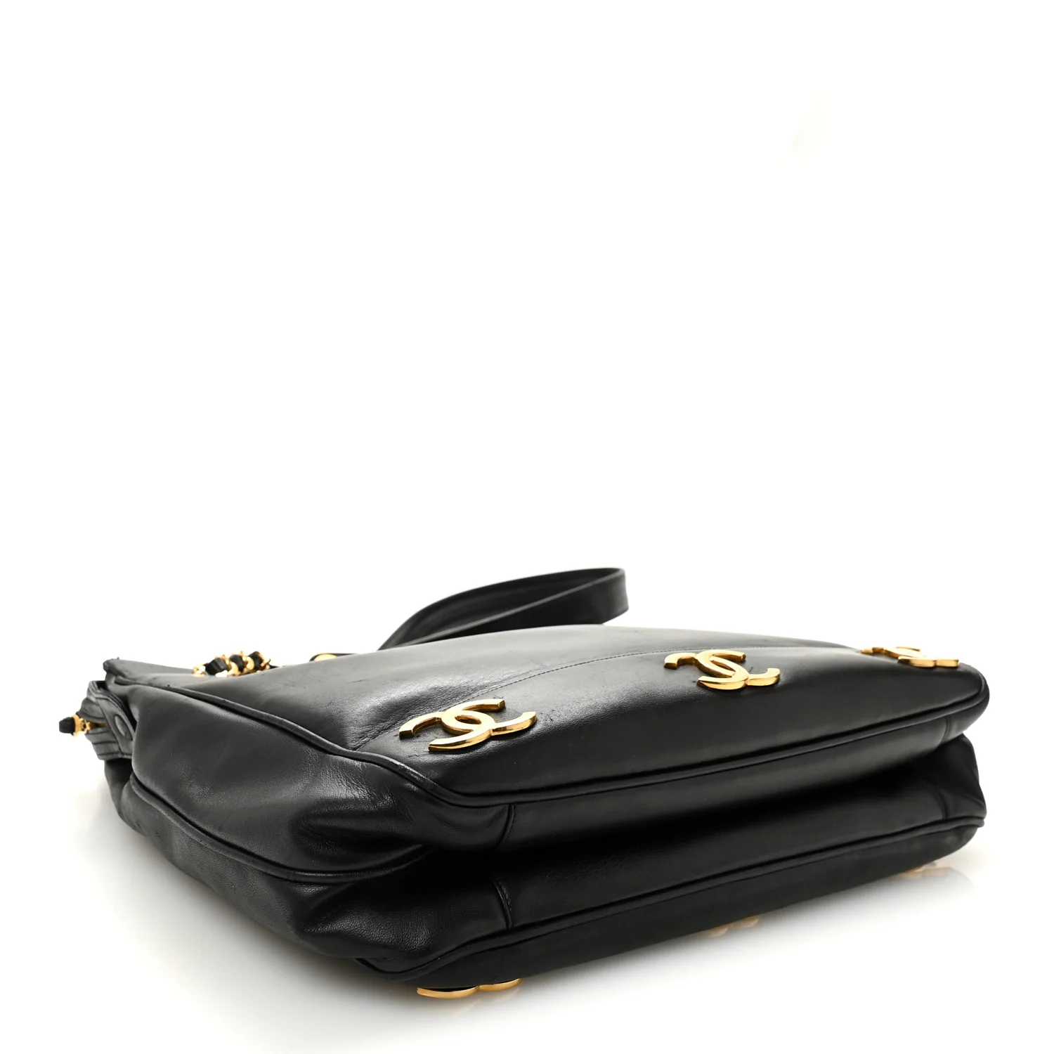 Lambskin Triple CC Shoulder Bag Black - Image 4