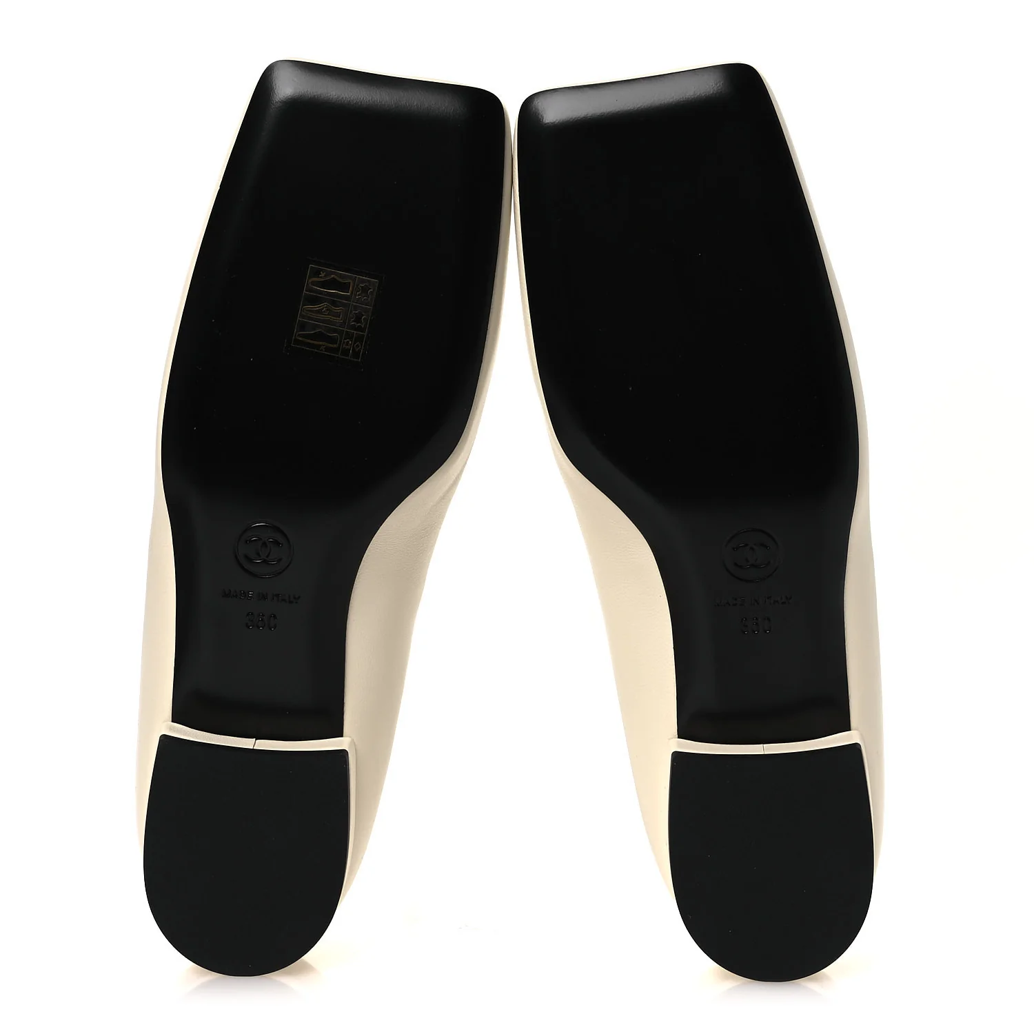Lambskin Turnlock CC Ballet Flats 36 Ivory Black - Image 7