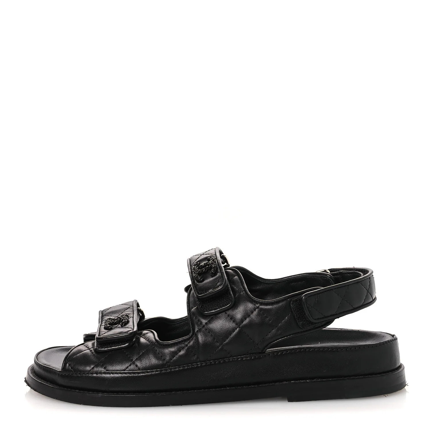 Lambskin Velcro Dad Sandals 39 Black