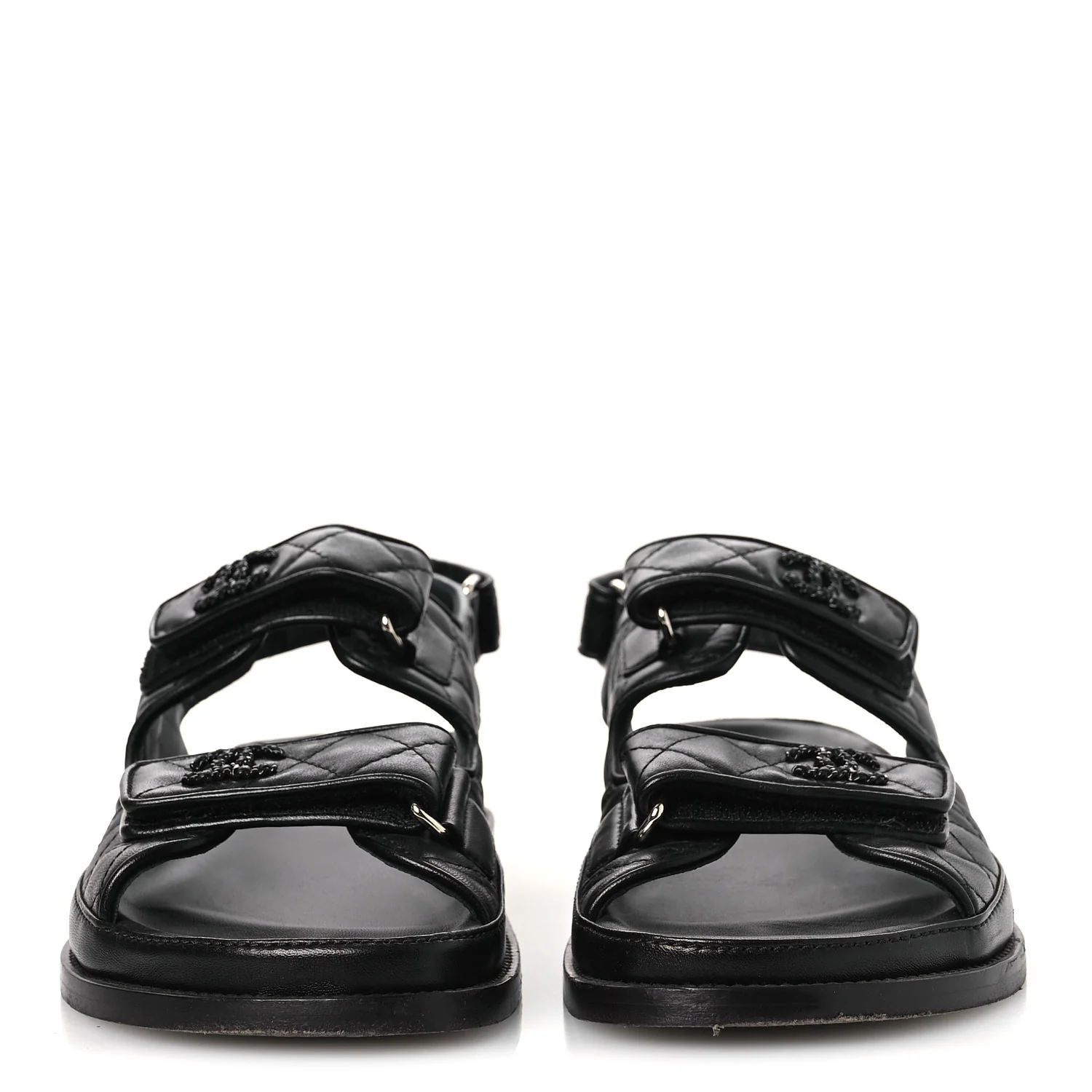 Lambskin Velcro Dad Sandals 39 Black - Image 3