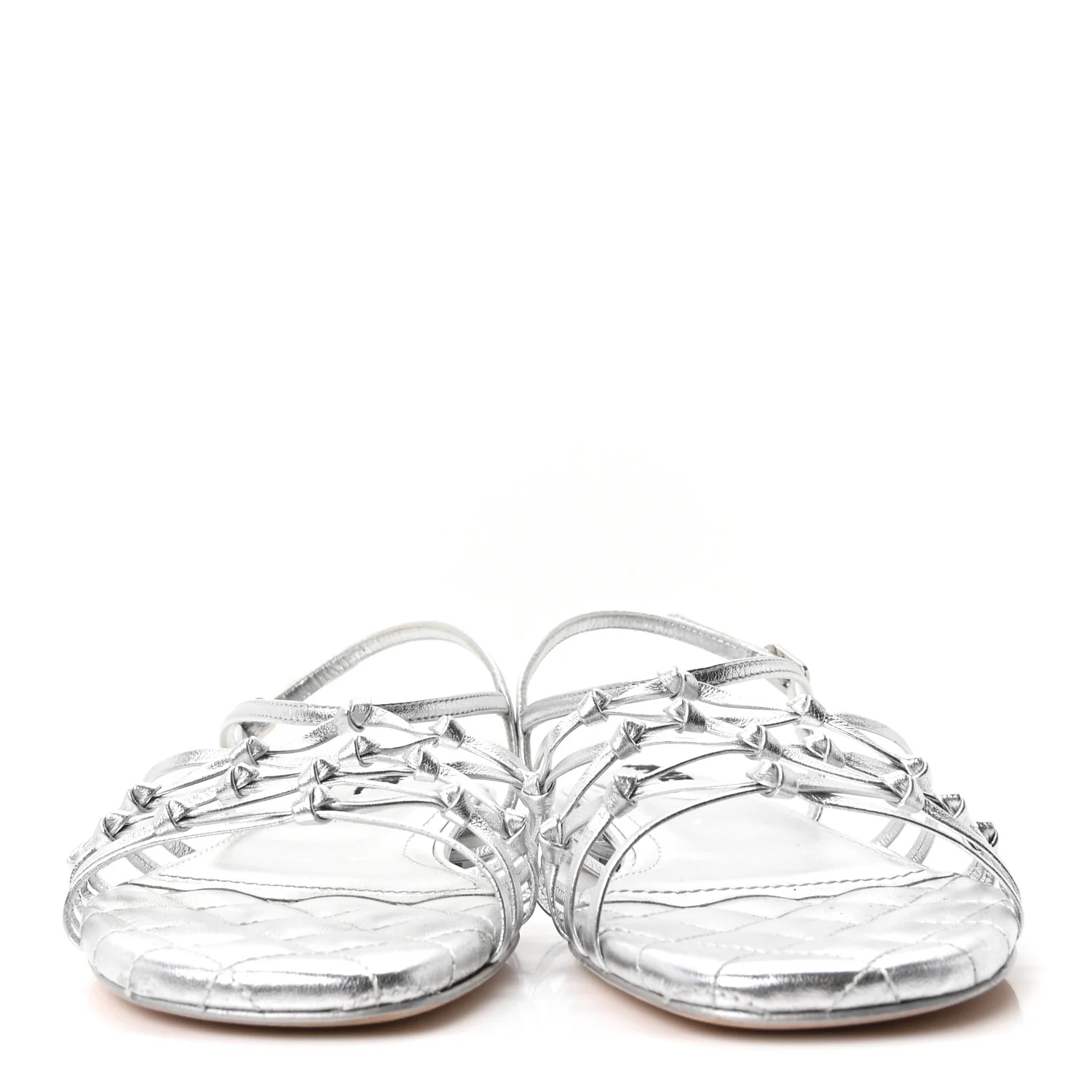 Laminated Lambskin CC Sandals 36.5 Silver - Image 3