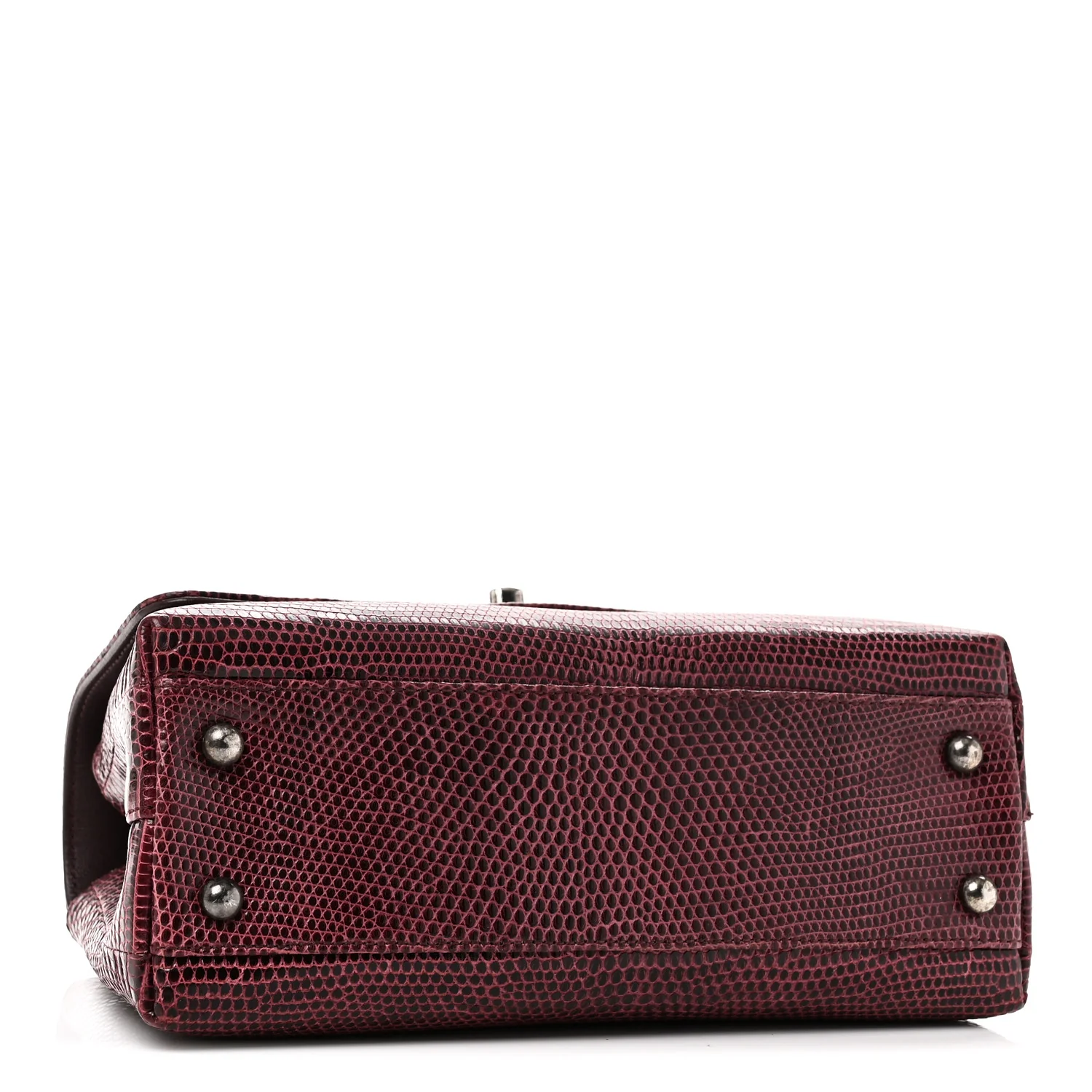 Lizard Mini Coco Handle Flap Burgundy - Image 4