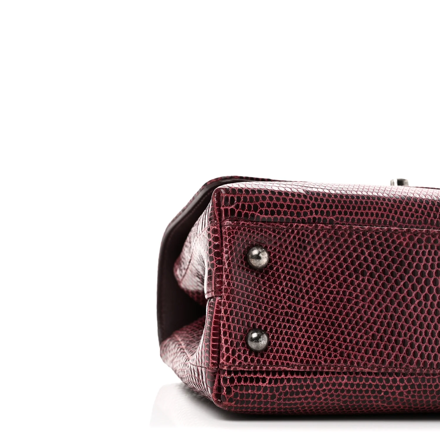 Lizard Mini Coco Handle Flap Burgundy - Image 9