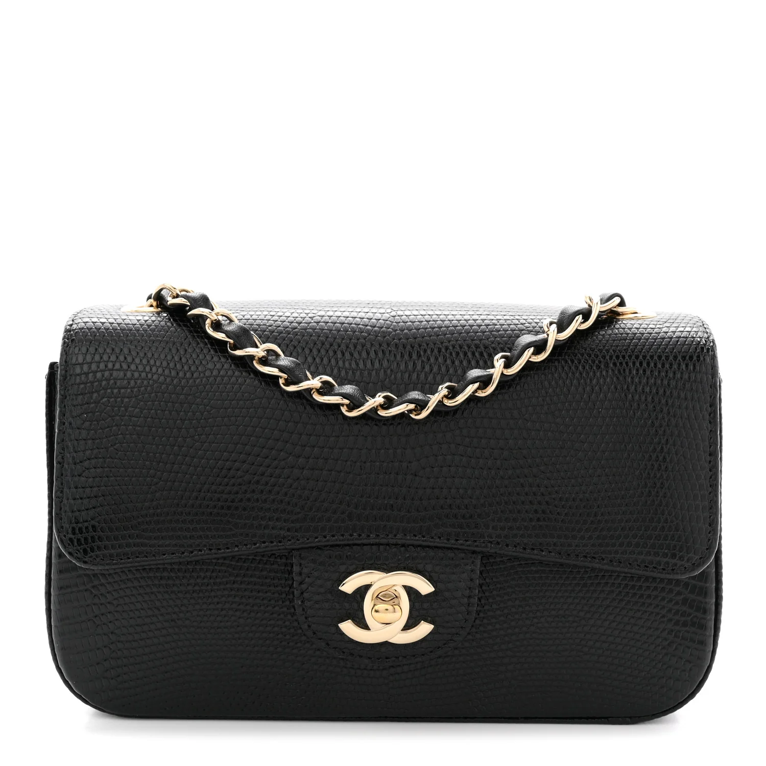 Lizard Mini Rectangular Flap Black