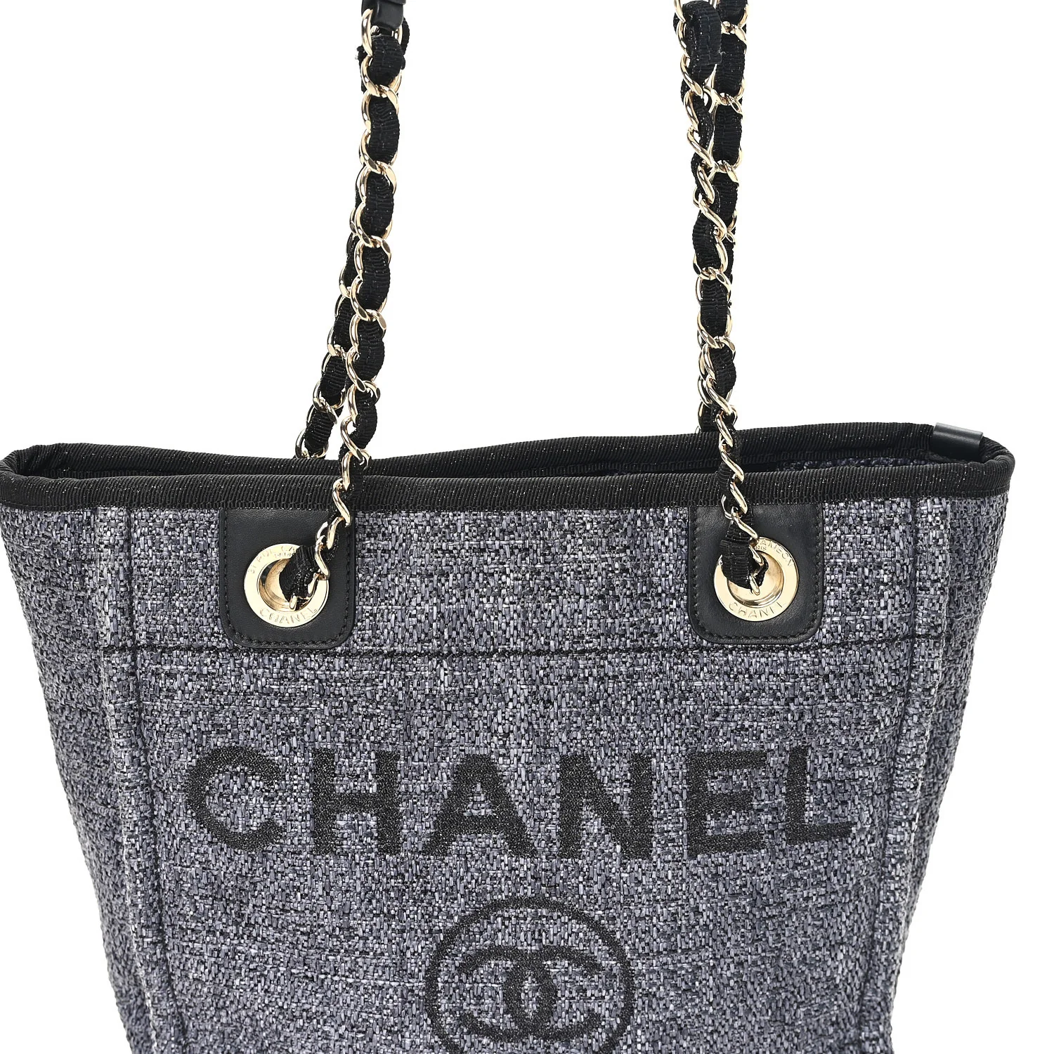 Lurex Boucle Mini Deauville Tote Black - Image 8