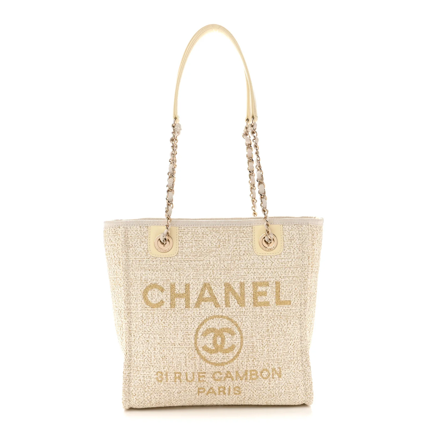Lurex Boucle Mini Deauville Tote White