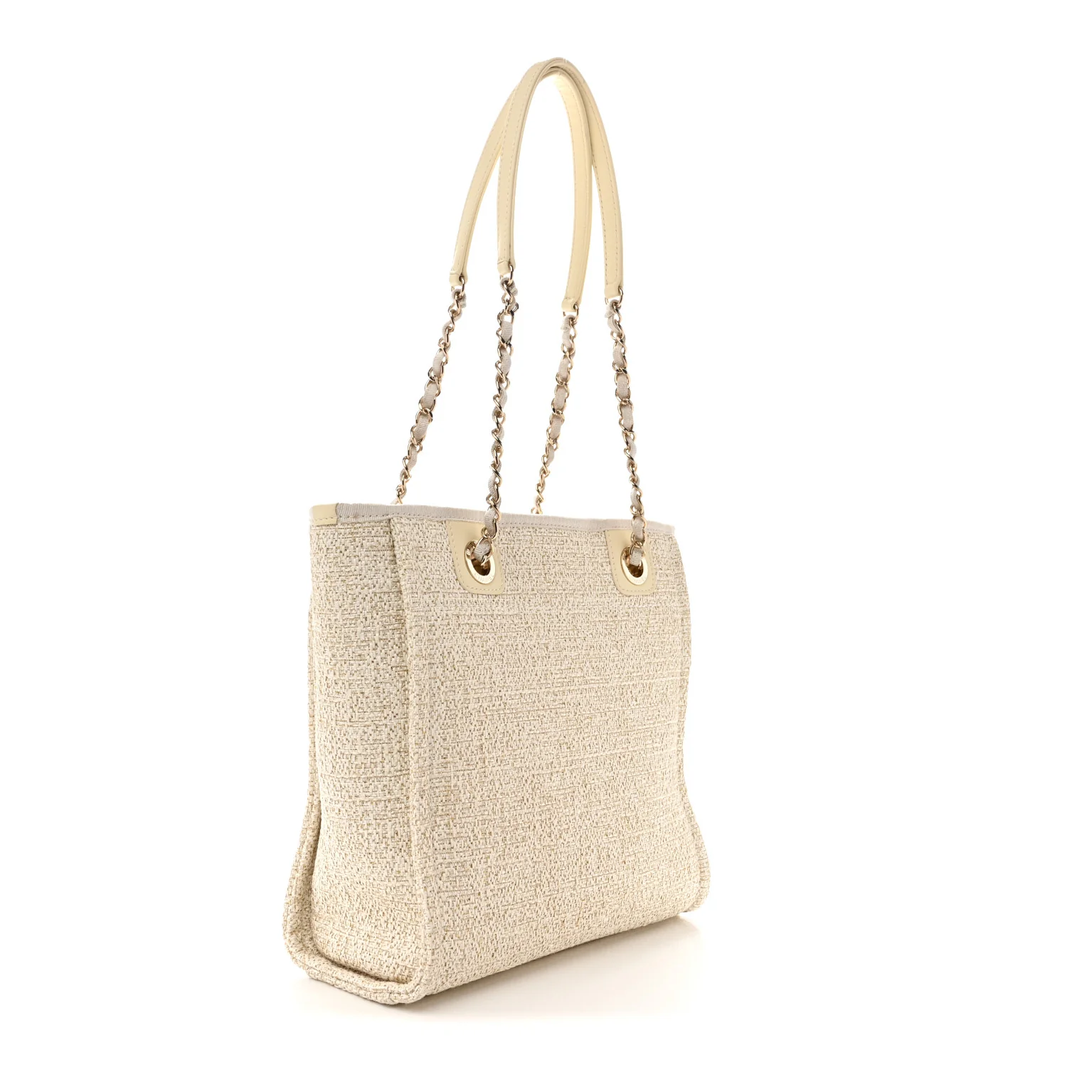 Lurex Boucle Mini Deauville Tote White - Image 3