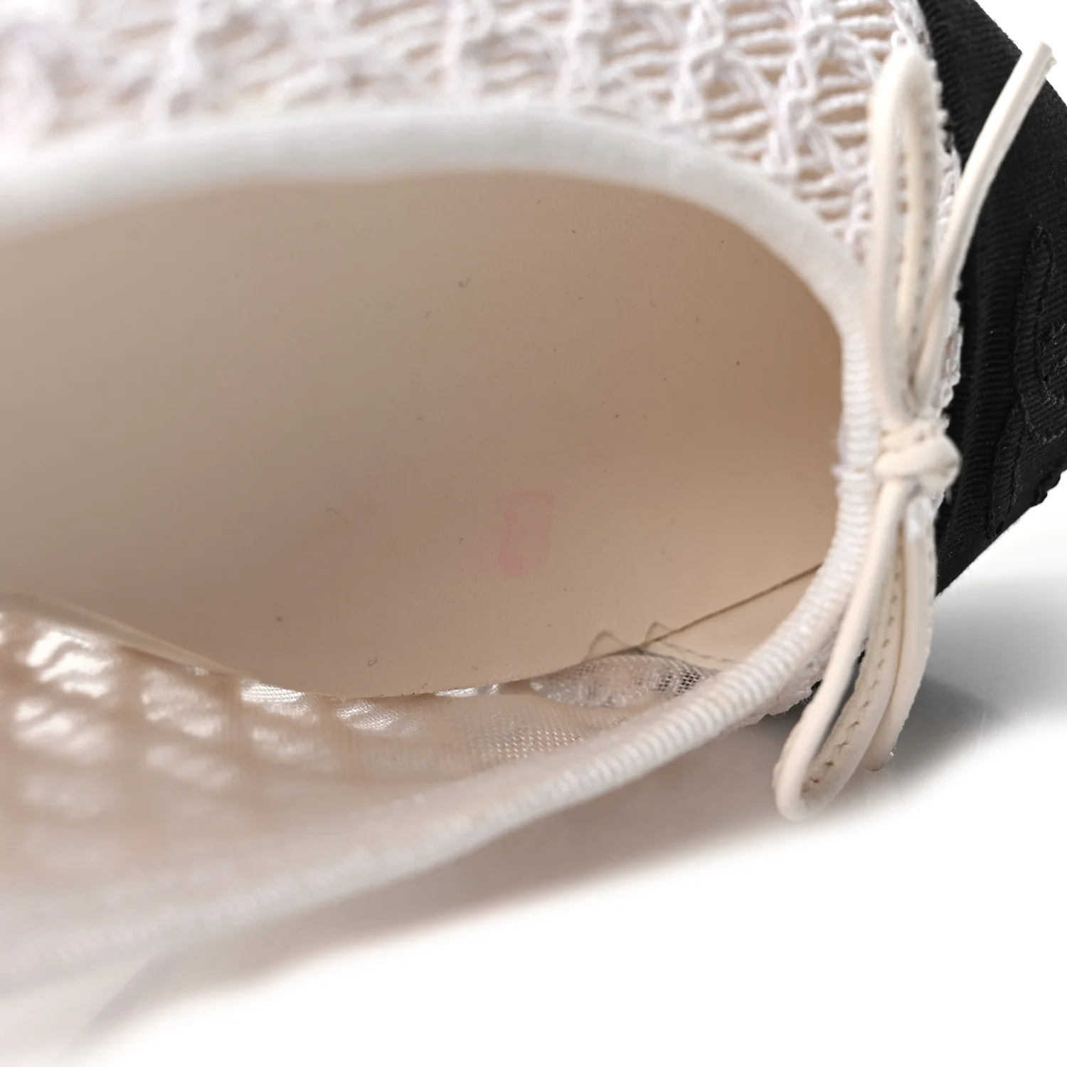 Mesh Crochet Grosgrain Cap Toe Ballerina Flats 36 White Black - Image 9