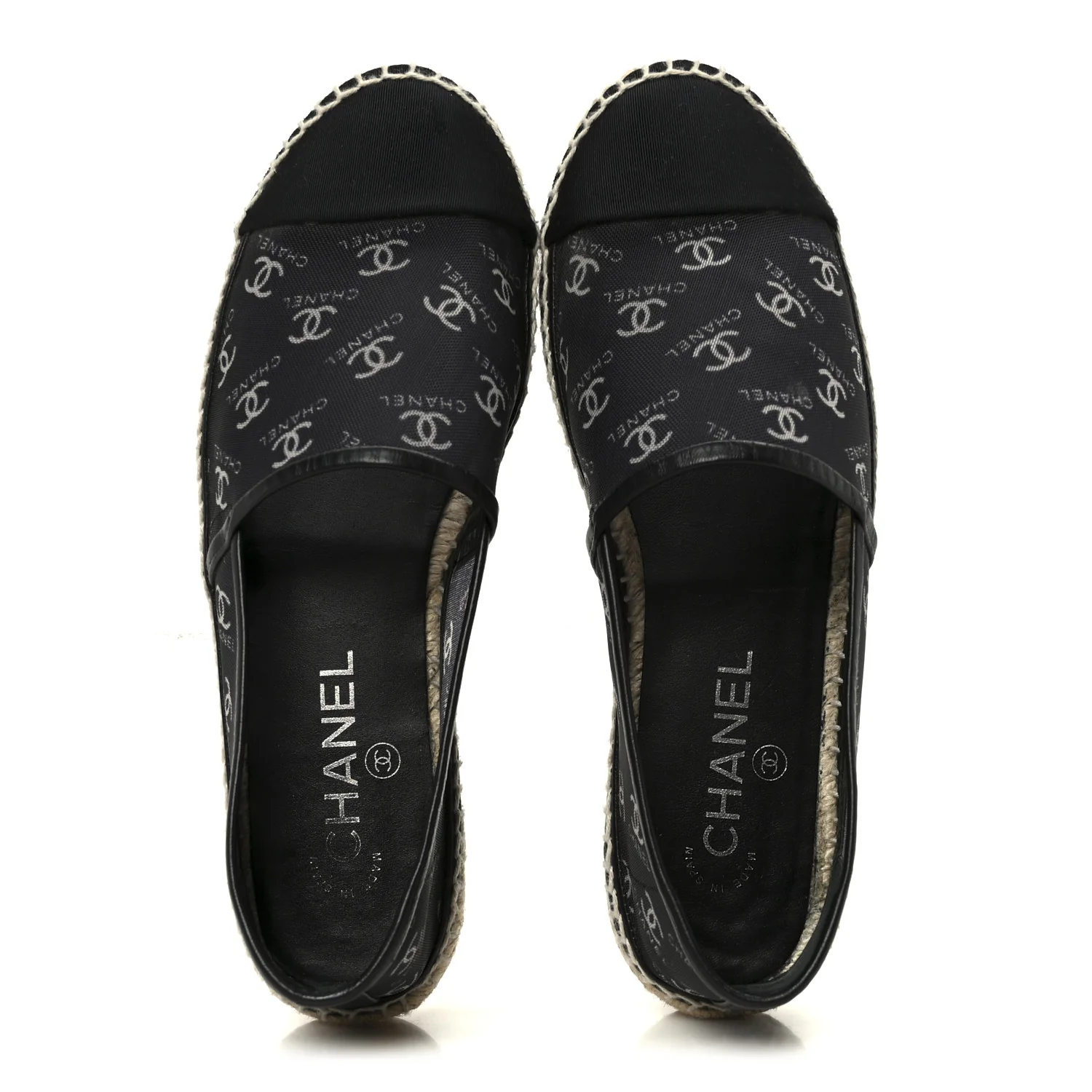 Mesh Grosgrain CC Espadrilles 38 Black White - Image 2
