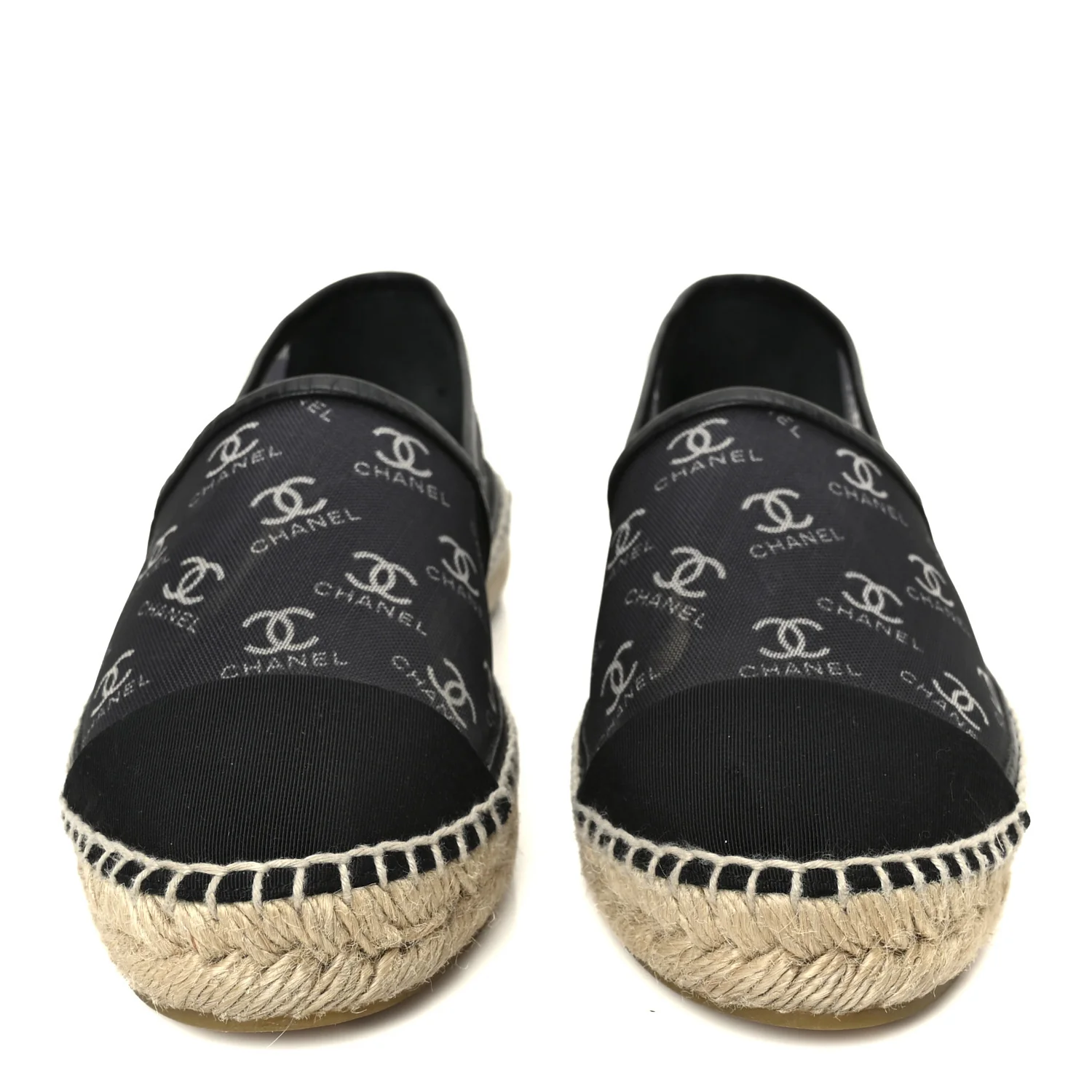 Mesh Grosgrain CC Espadrilles 38 Black White - Image 3