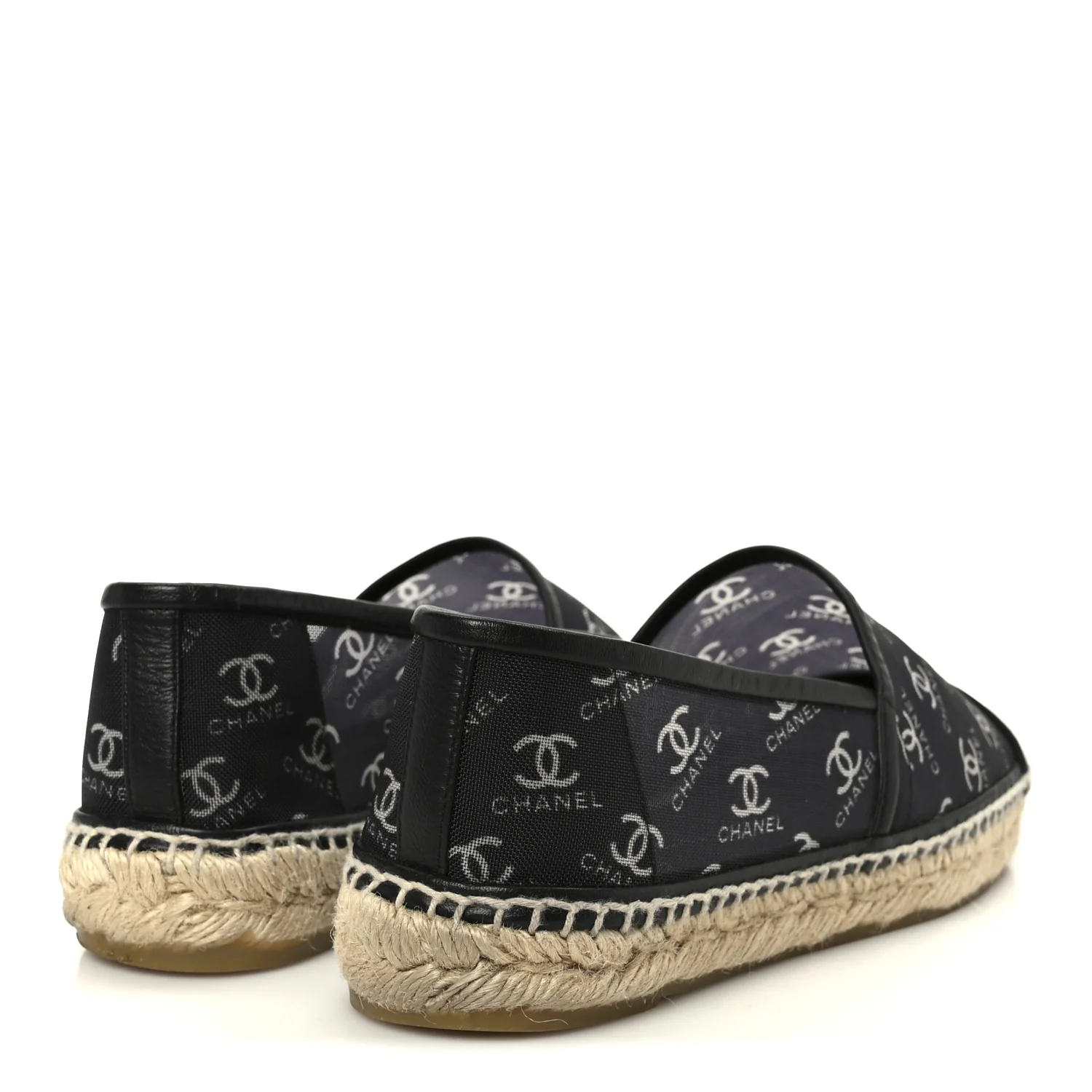 Mesh Grosgrain CC Espadrilles 38 Black White - Image 5