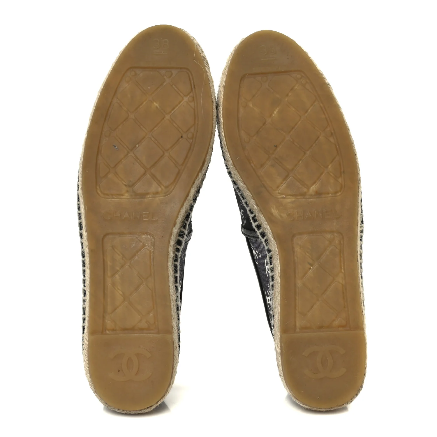 Mesh Grosgrain CC Espadrilles 38 Black White - Image 6