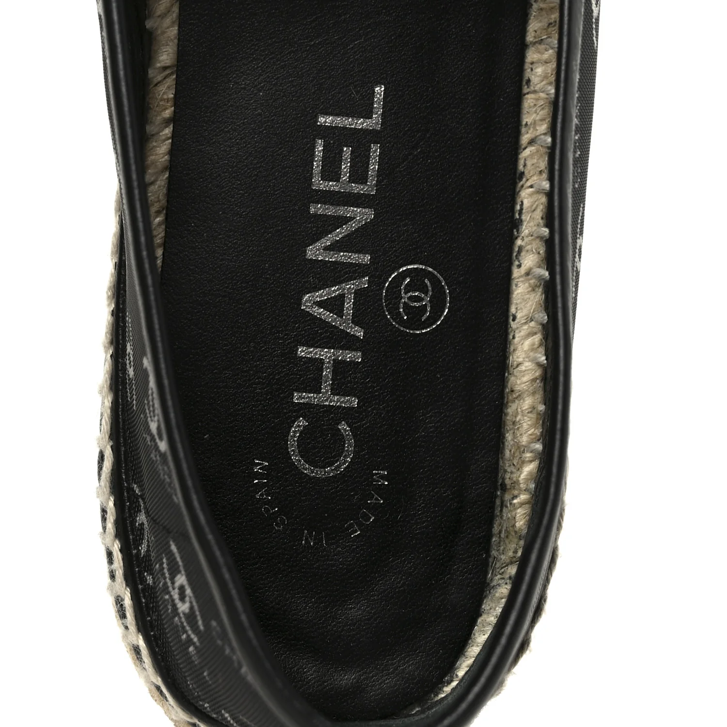 Mesh Grosgrain CC Espadrilles 38 Black White - Image 7