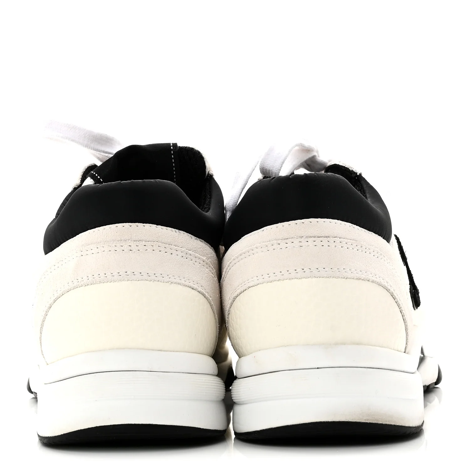 Mesh Suede Calfskin Grained Calfskin Womens CC Sneakers 38.5 White Black - Image 6