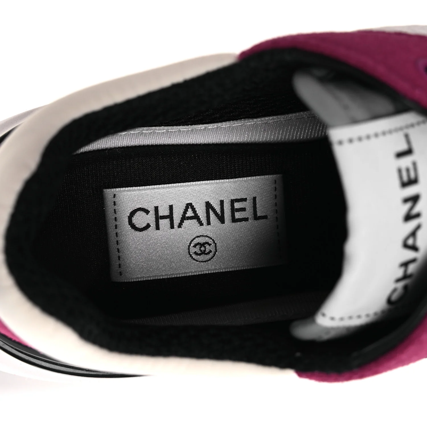 Mesh Suede Calfskin Womens CC Sneakers 36 White Dark Pink Grey - Image 9