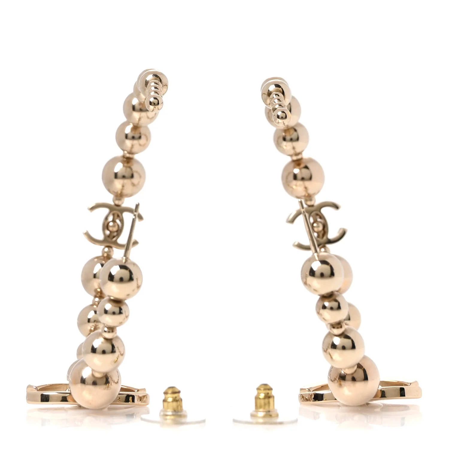 Metal Bead CC Hoop Earrings Gold - Image 3