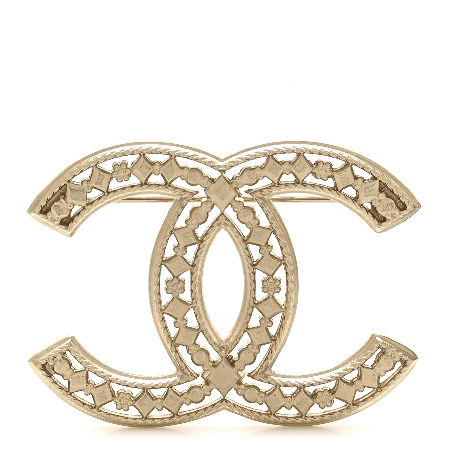 Metal CC Brooch Gold