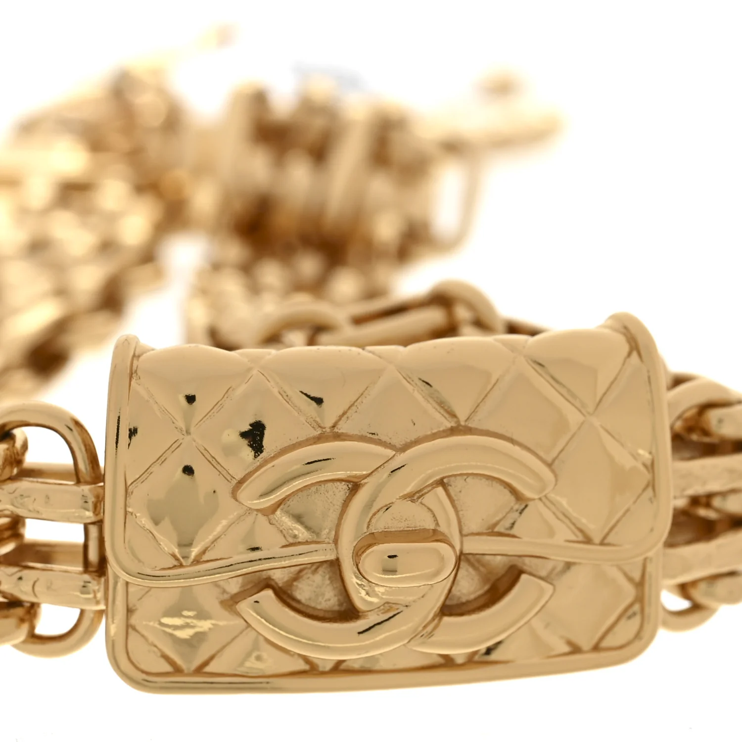 Metal CC Chain Flap Bag Choker Necklace Gold - Image 4