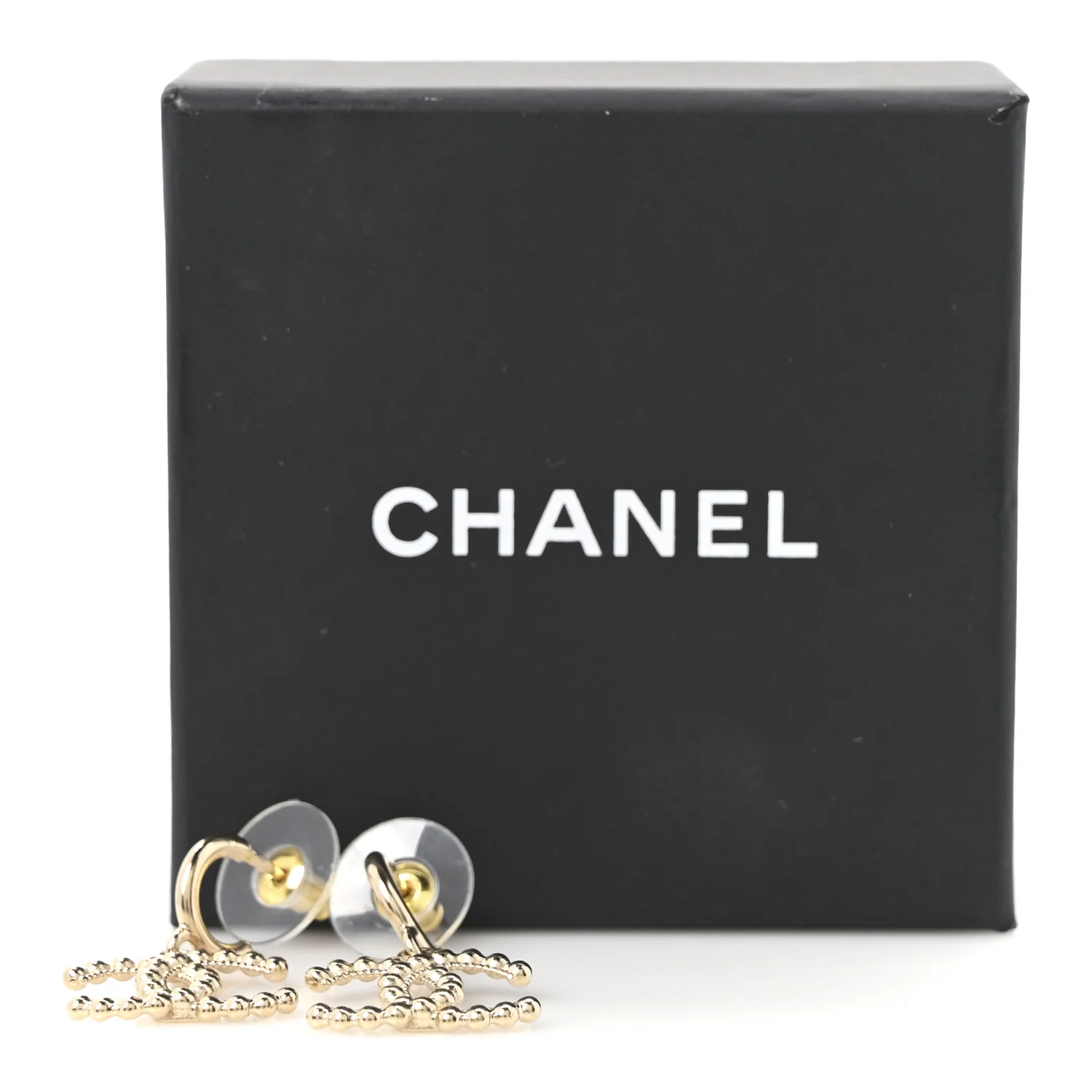 Metal CC Hoop Drop Earrings Gold - Image 5