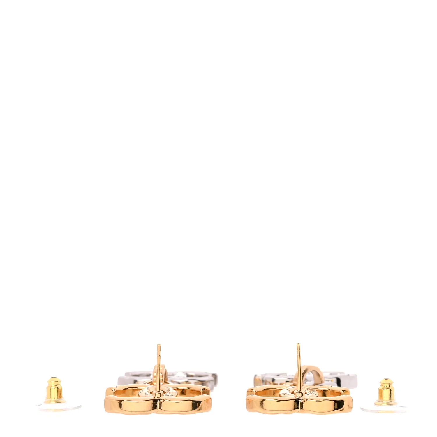 Metal CC Pendant Drop Earrings Gold Silver - Image 3