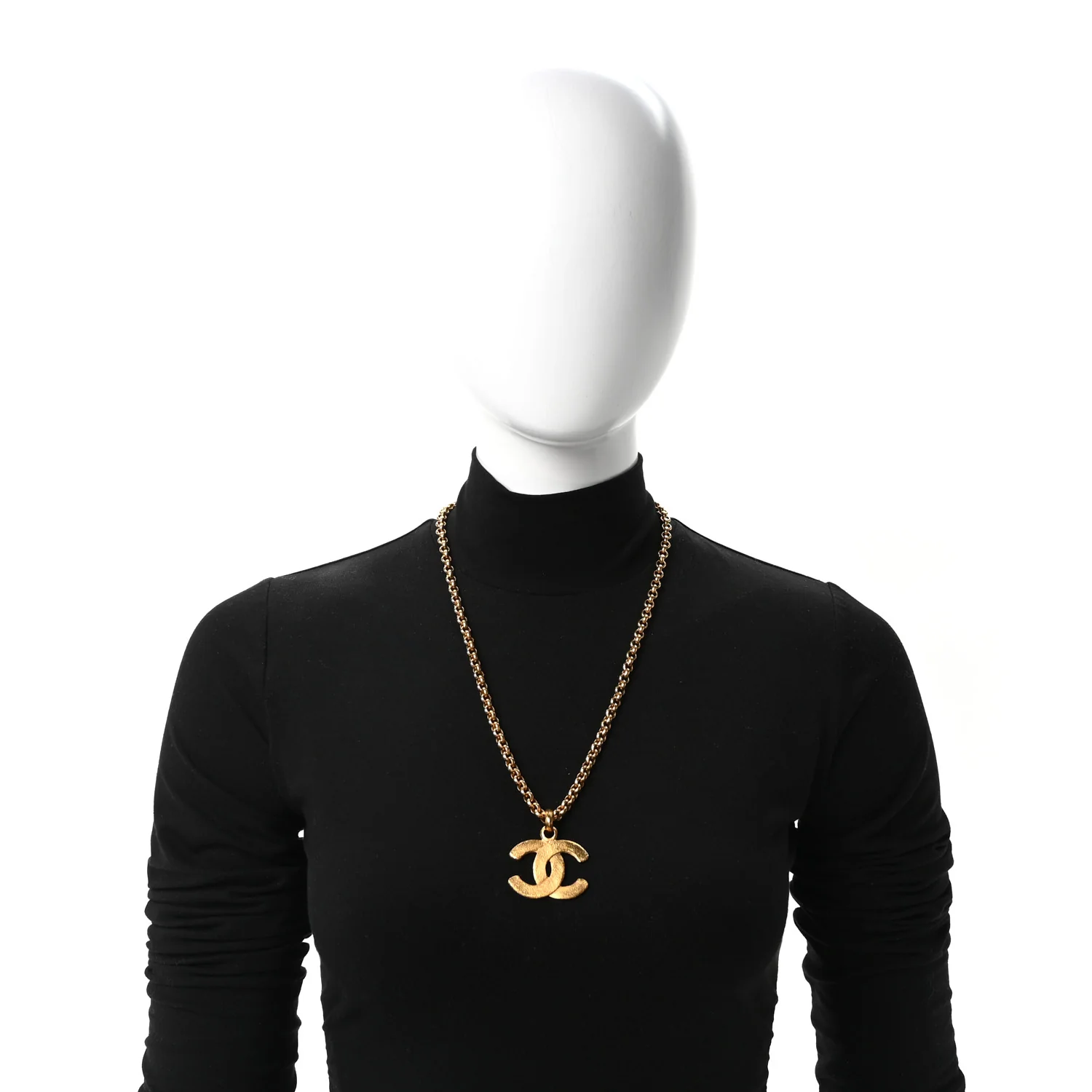Metal CC Pendant Necklace Gold - Image 2