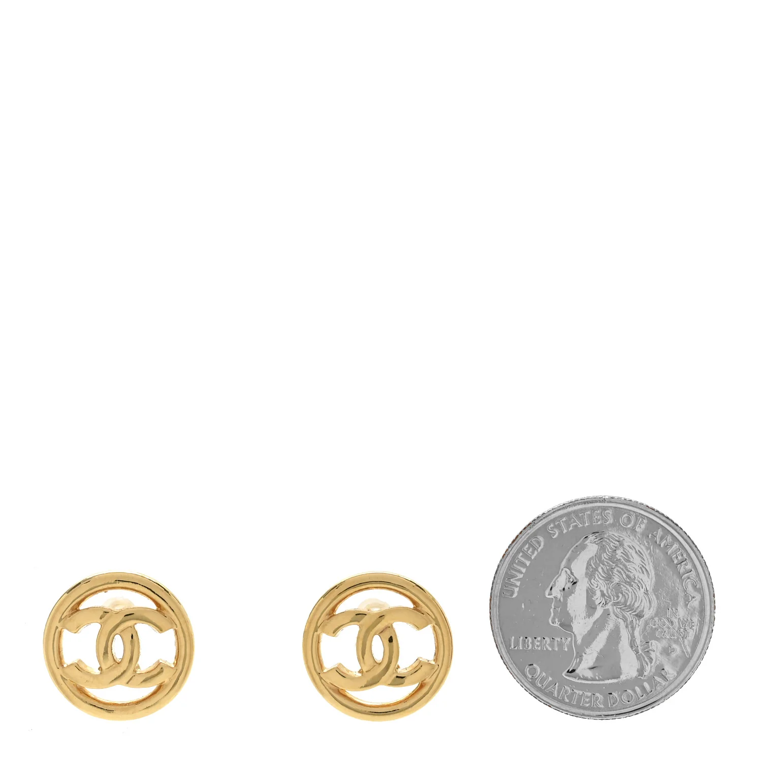 Metal CC Round Earrings Gold - Image 2