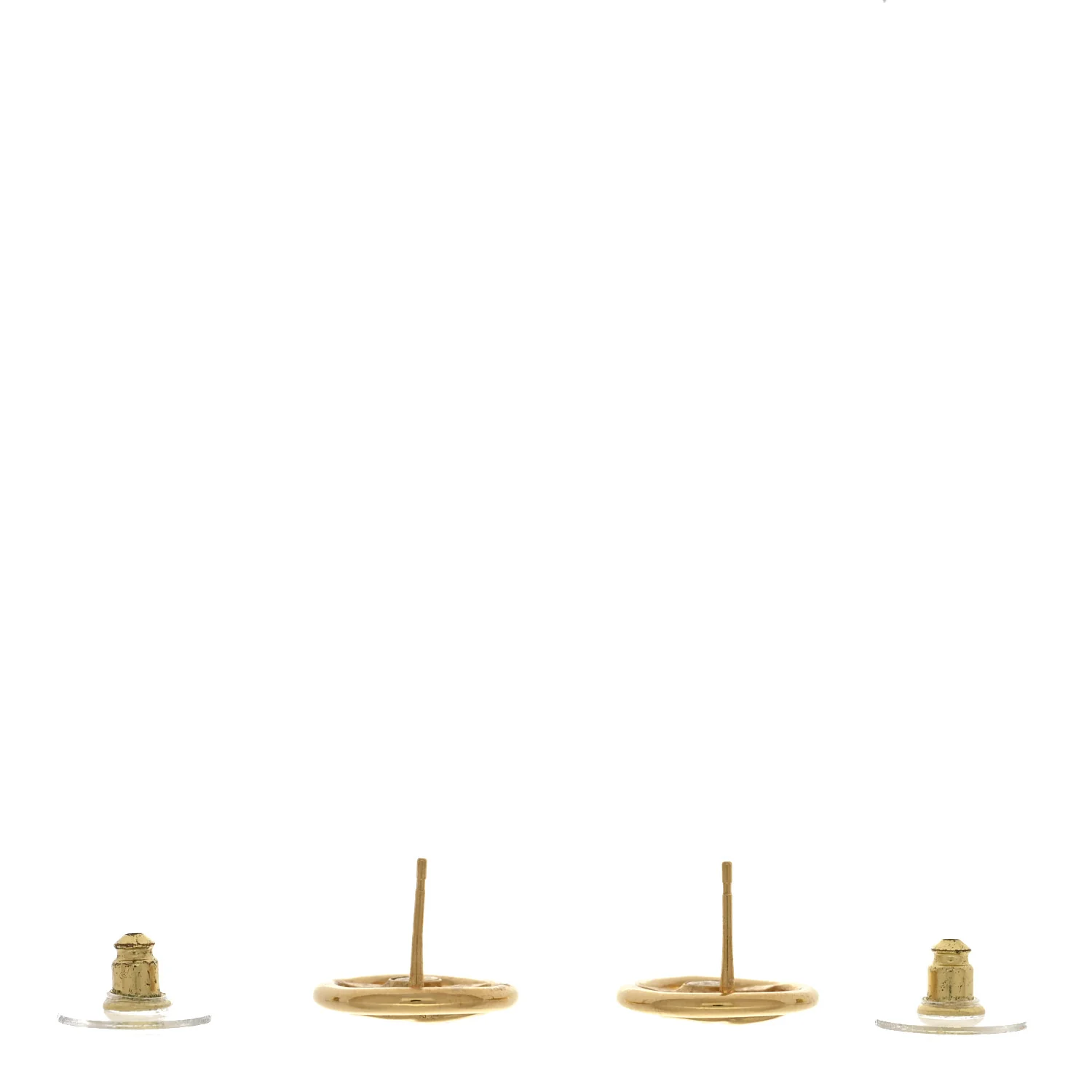 Metal CC Round Earrings Gold - Image 3