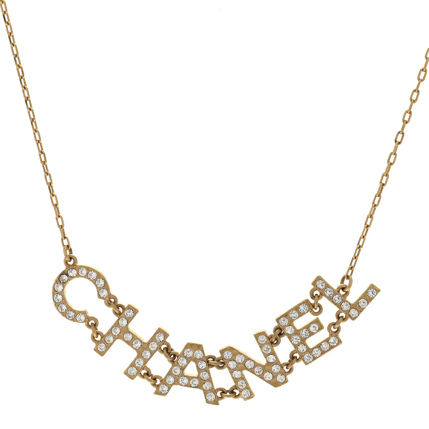Metal Crystal 90's Icon Logo Necklace Gold - Image 4