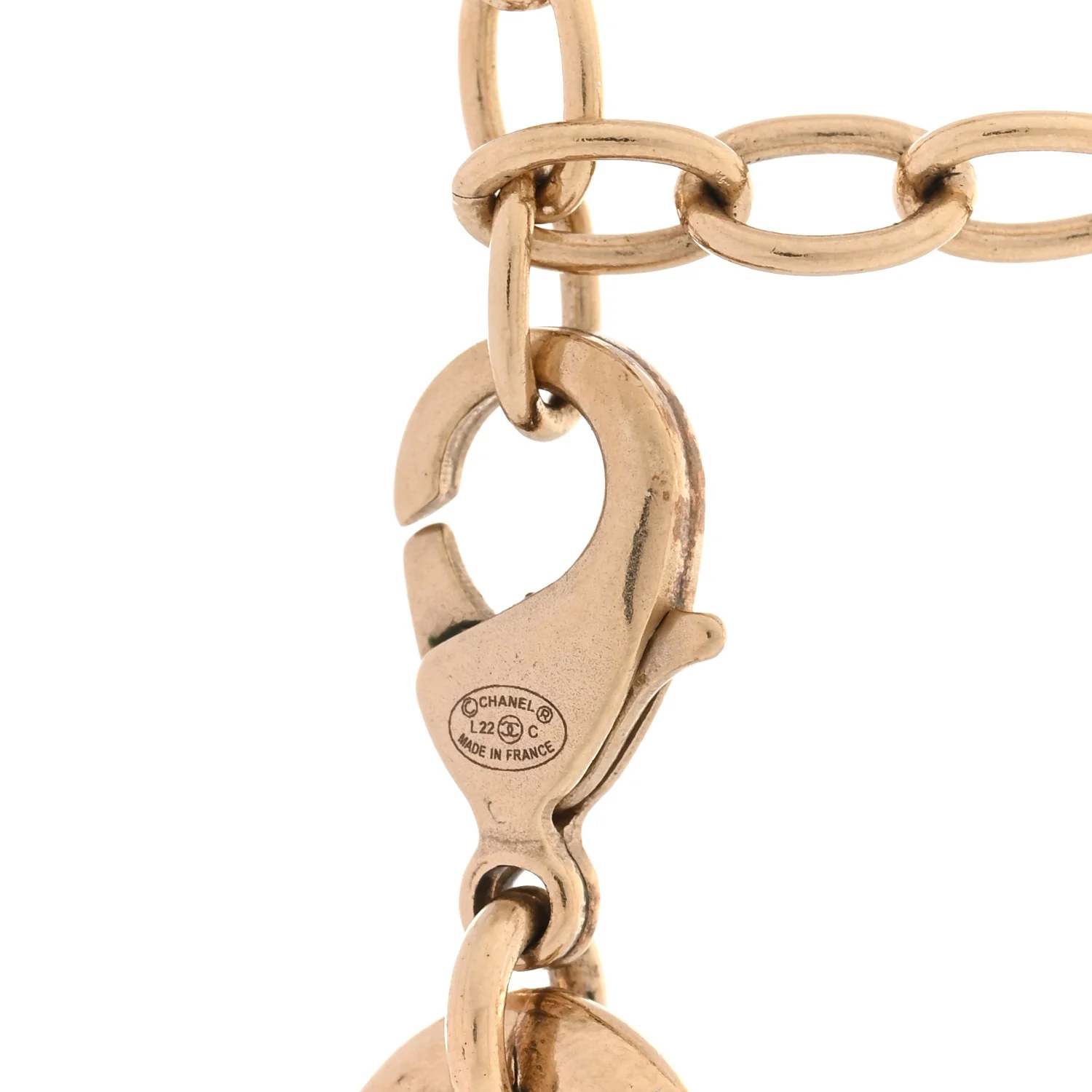 Metal Crystal Bead Chain Link CC Choker Necklace Gold - Image 4