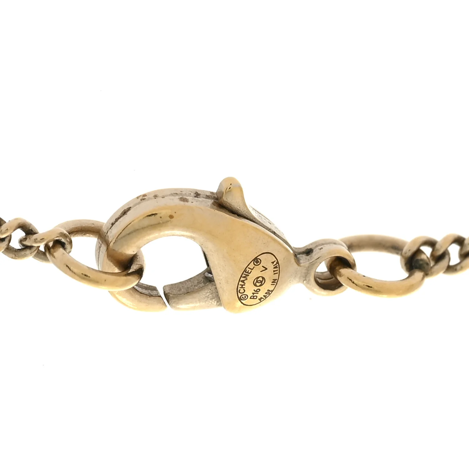 Metal Crystal CC Bow Drop Necklace Gold - Image 5