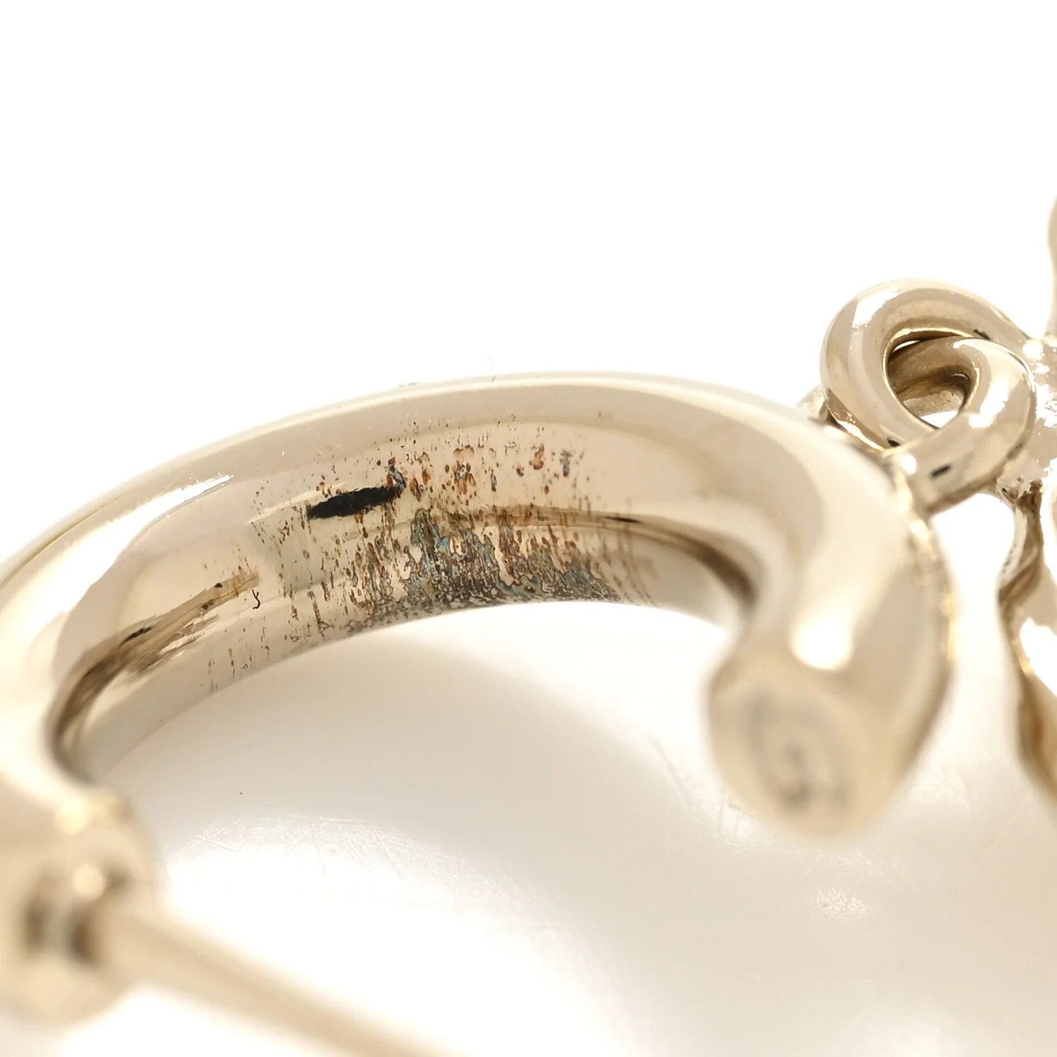 Metal Crystal CC Hoop Drop Earrings Gold - Image 5