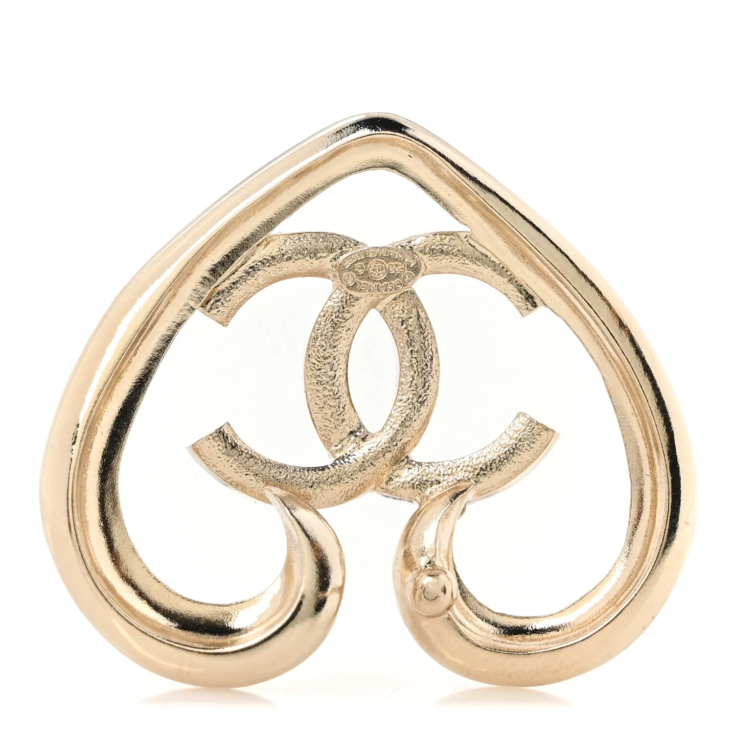Metal Crystal CC Logo Heart Earrings Gold - Image 4