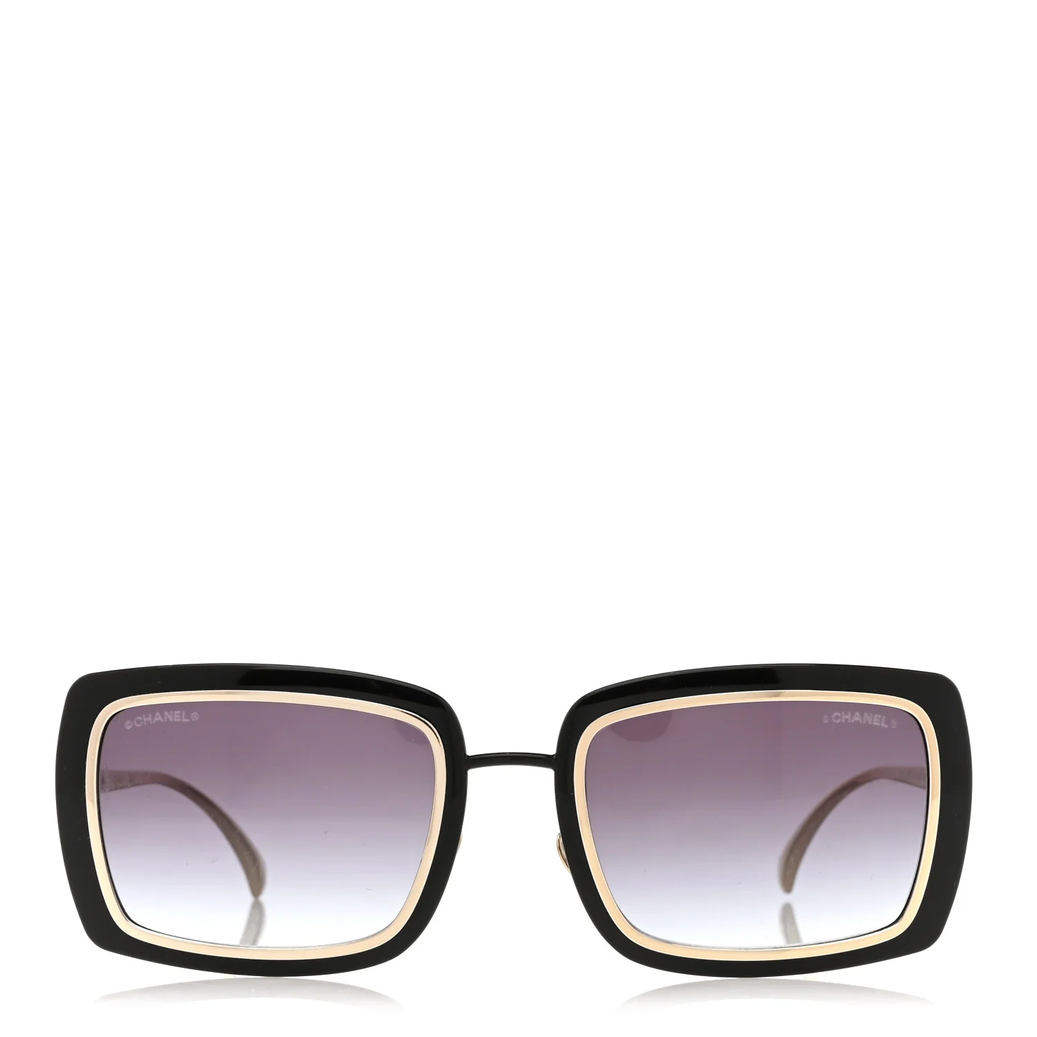 Metal Crystal CC Logo Sunglasses 71707 Black Gold - Image 2