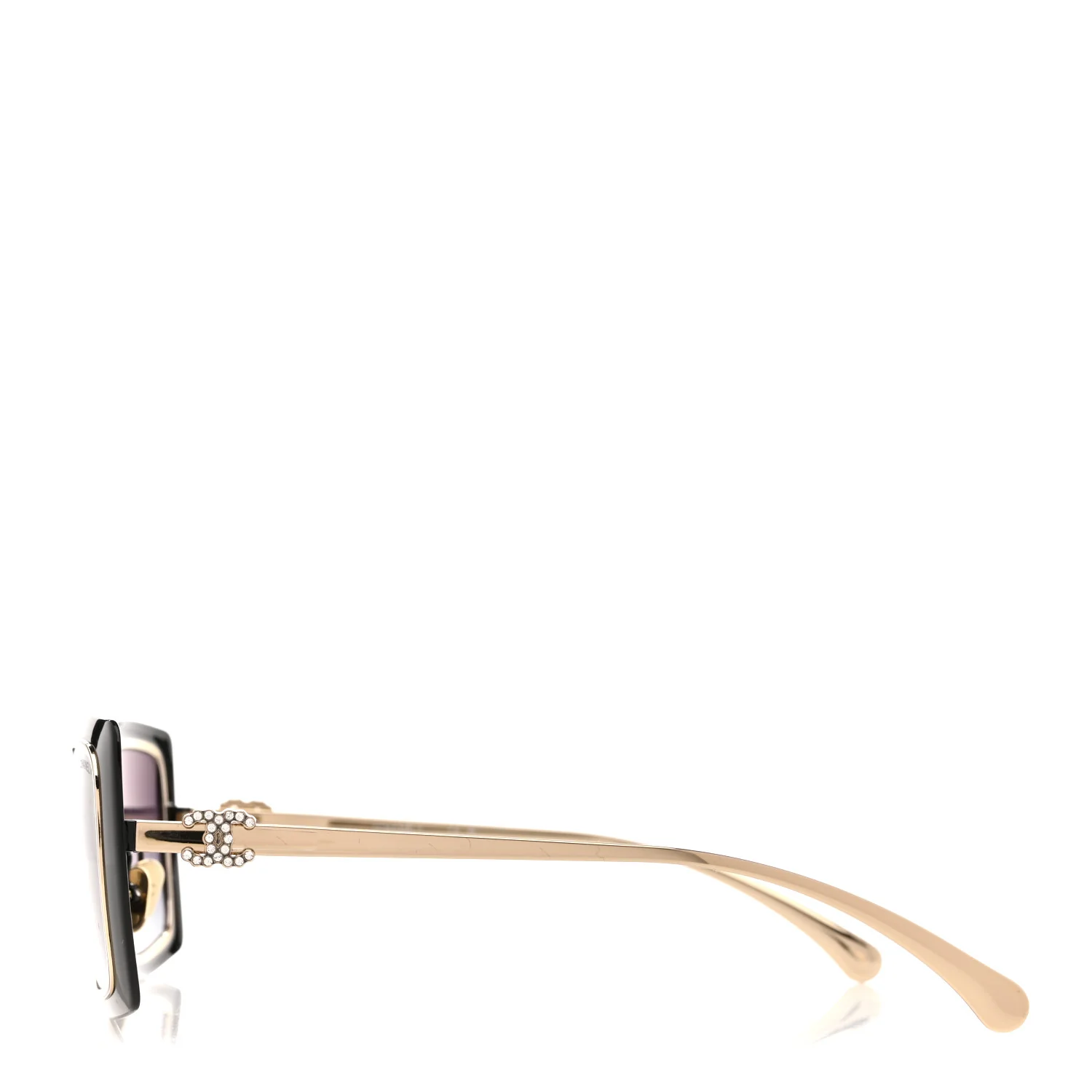 Metal Crystal CC Logo Sunglasses 71707 Black Gold - Image 3