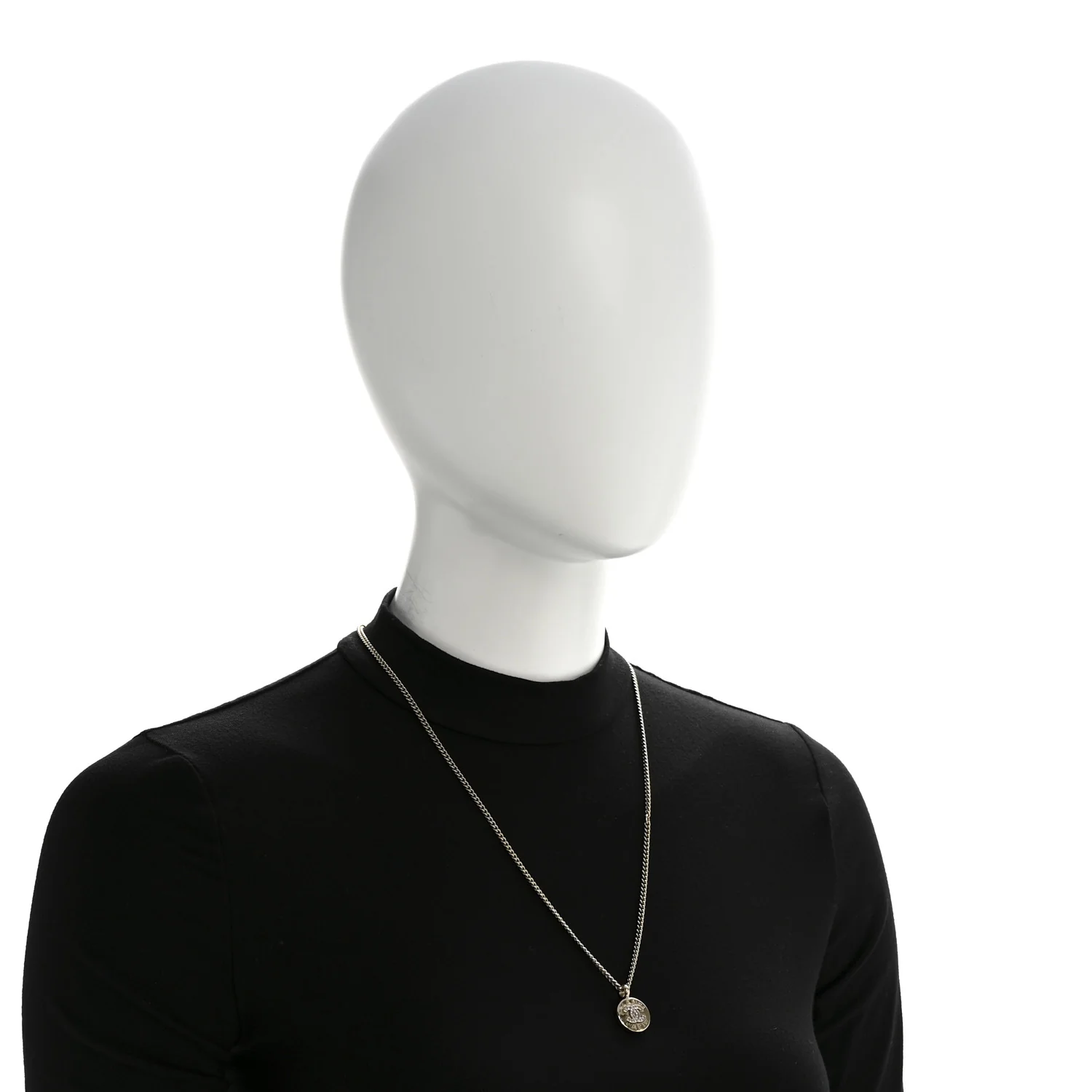 Metal Crystal CC Round Pendant Necklace Gold - Image 2