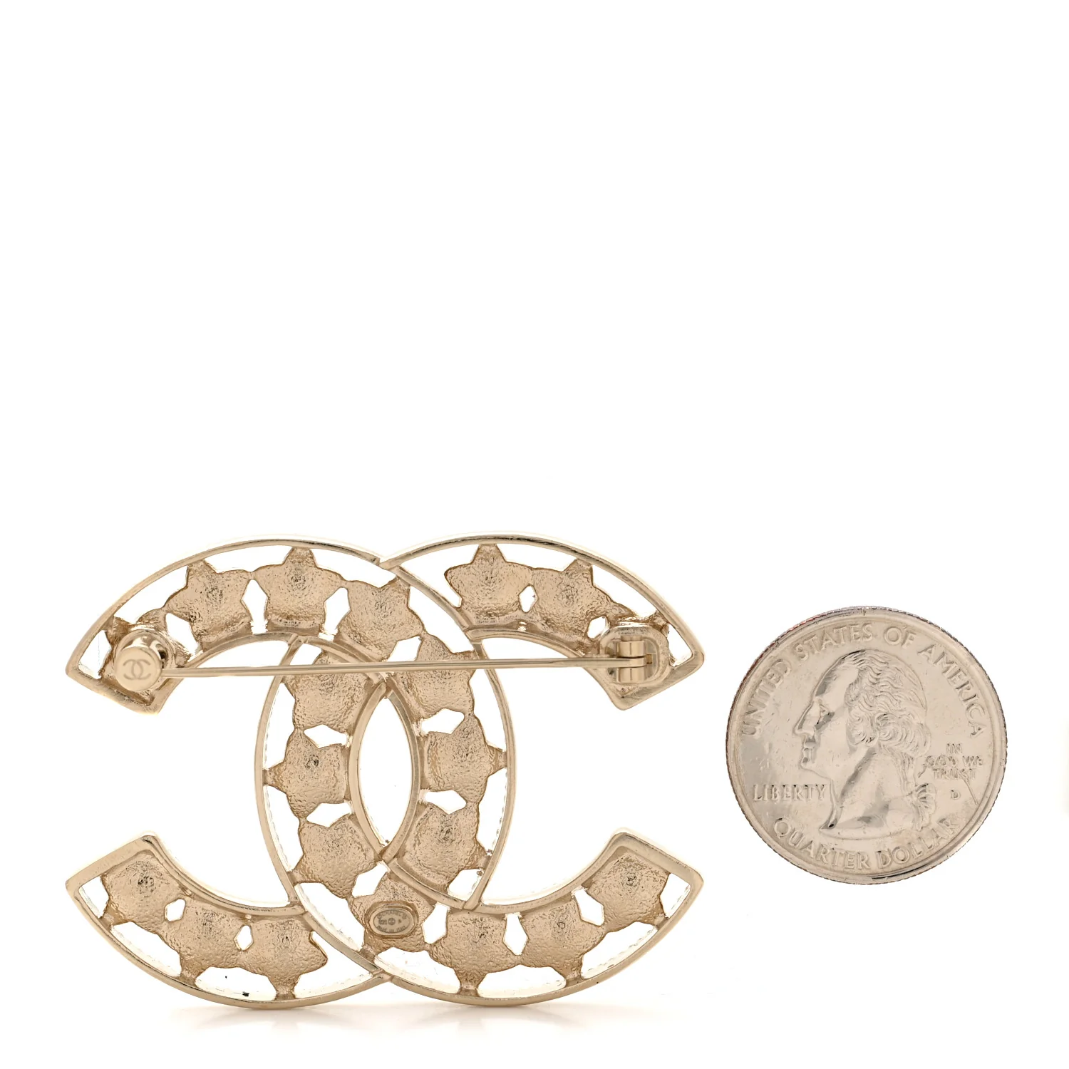Metal Crystal CC Stars Brooch Gold Multicolor - Image 2