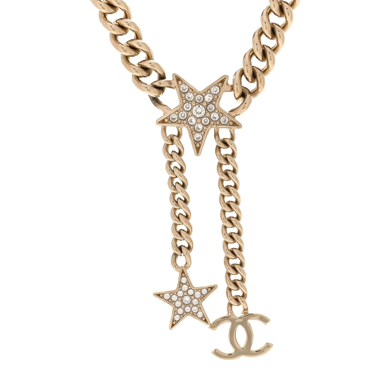 Metal Crystal Chain CC Star Pendant Choker Necklace - Image 4