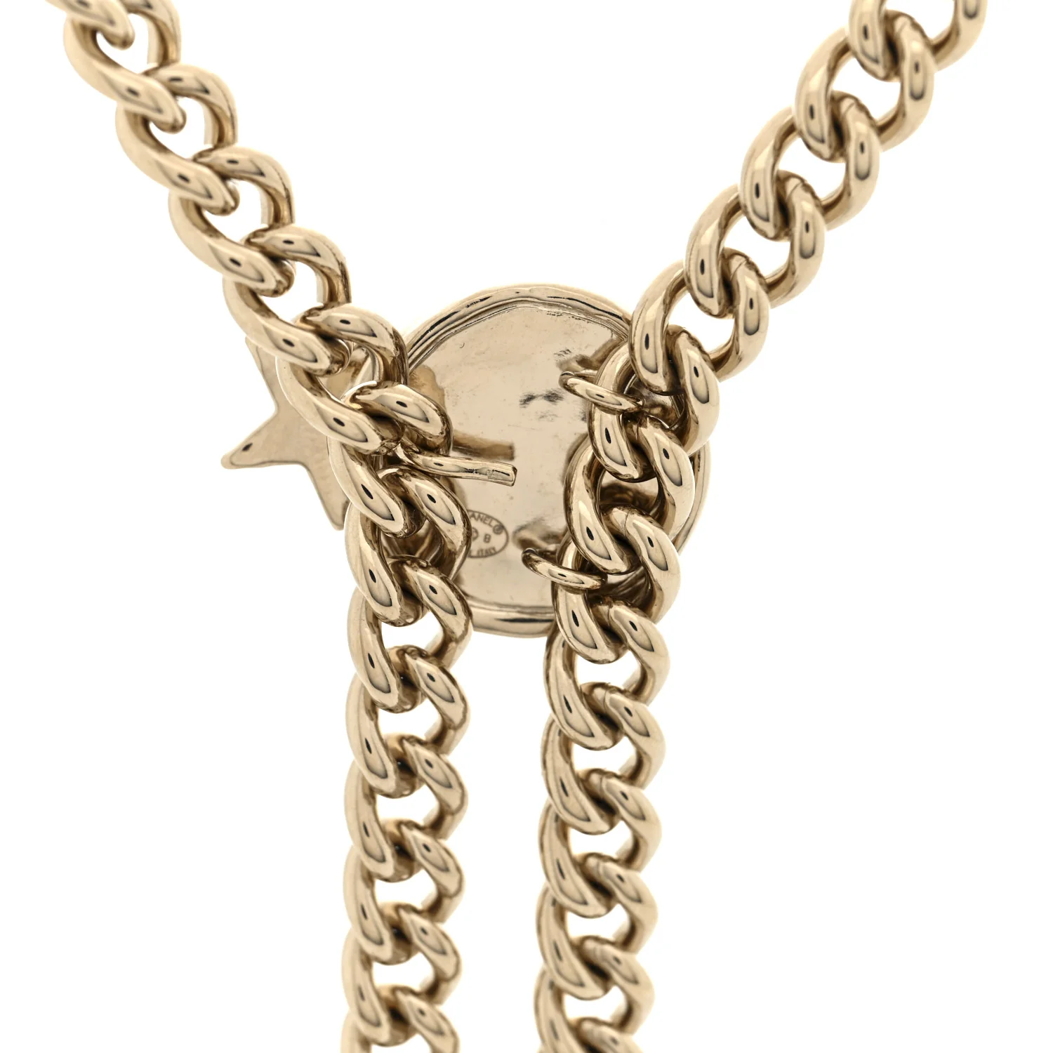 Metal Crystal Textured CC Star Chain Link Necklace Gold - Image 4