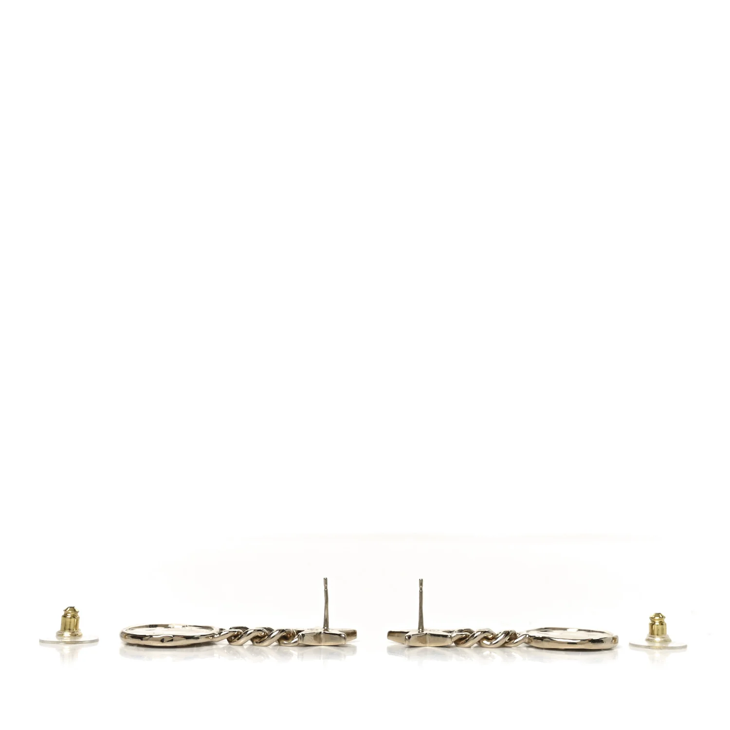 Metal Crystal Textured CC Star Drop Earrings Gold - Image 3