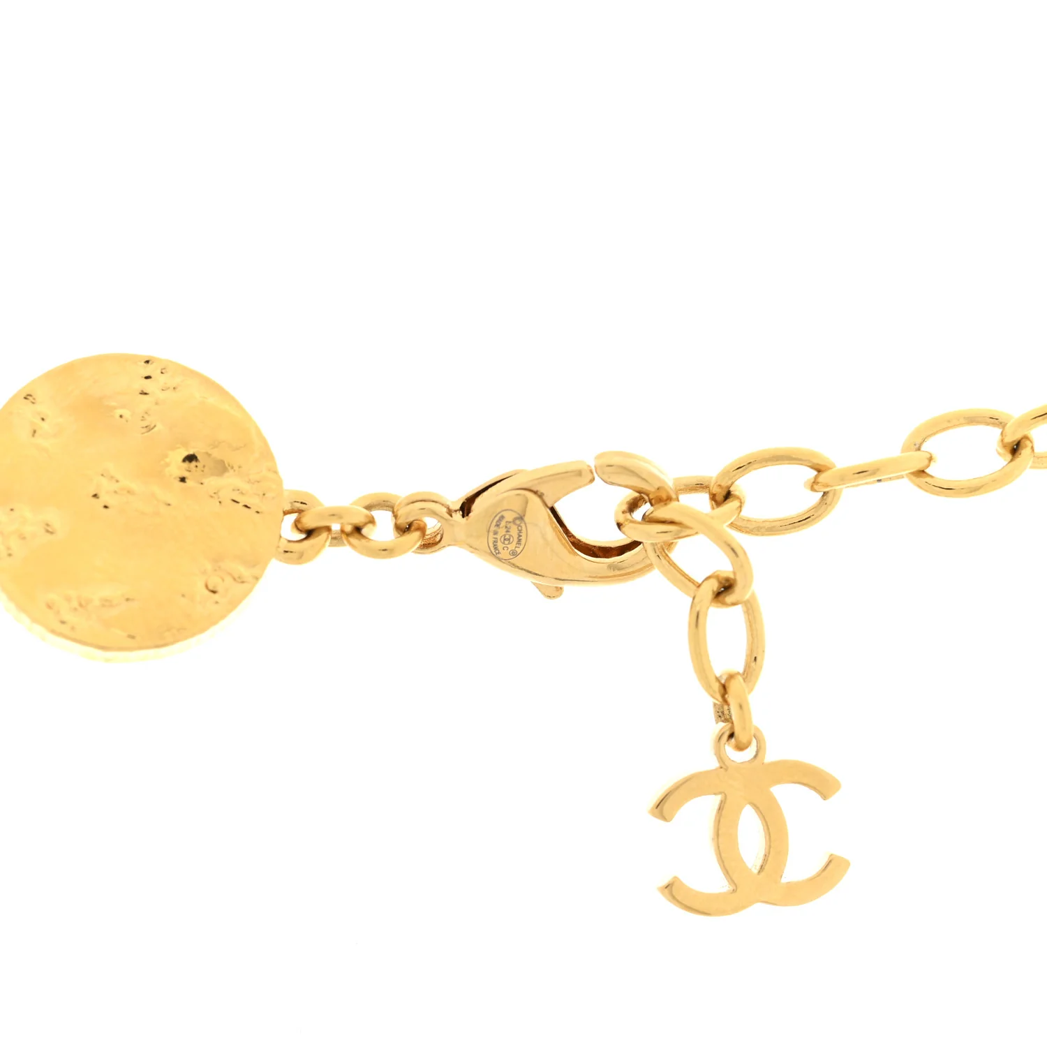 Metal Enamel Disc CC Choker Necklace Gold Black - Image 4