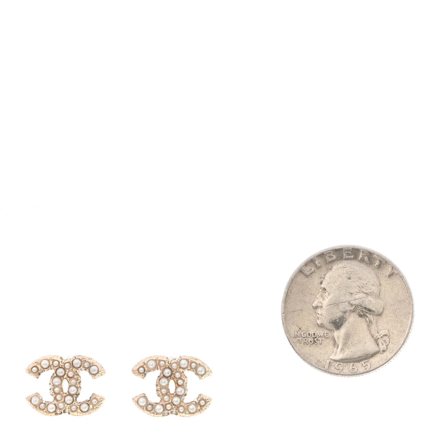 Metal Graduated Pearl Crystal CC Earrings Light Gold - Image 2