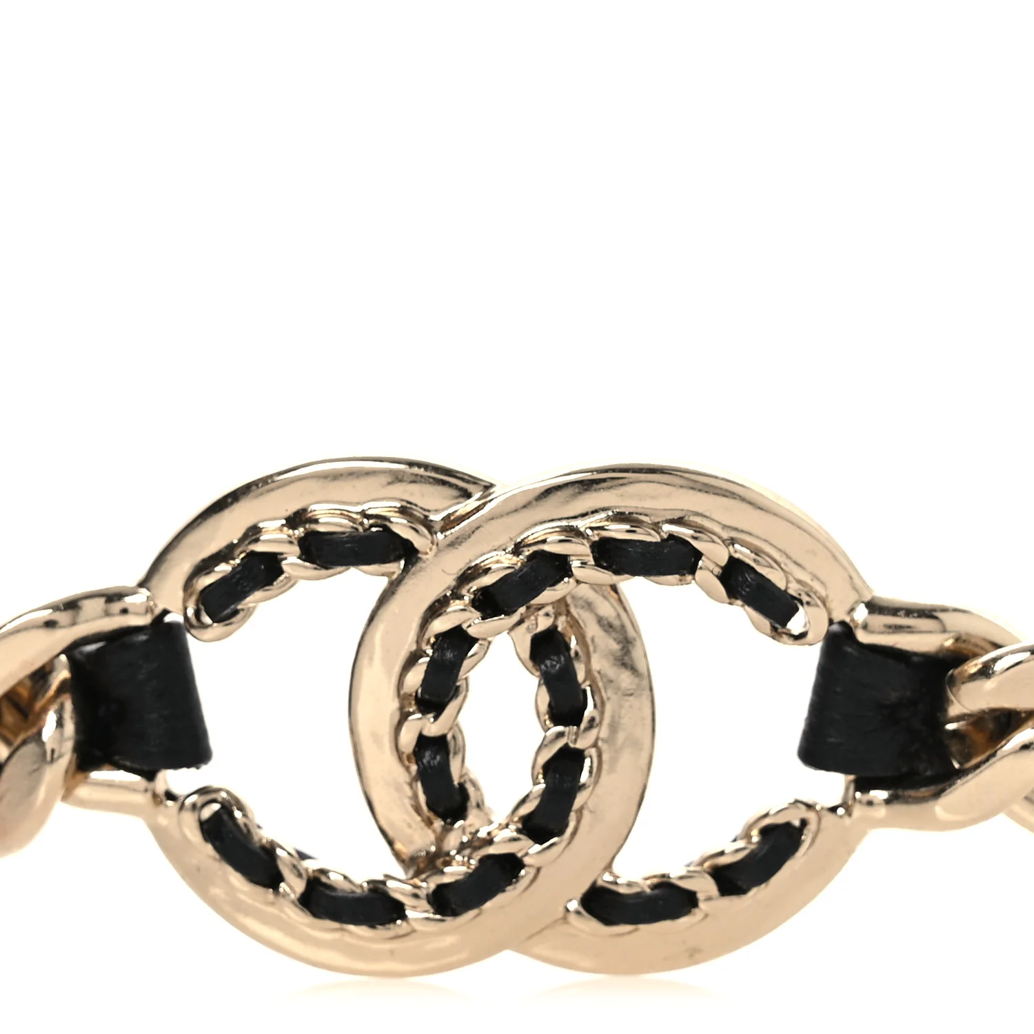 Metal Lambskin Crystal CC Chain Tie Headband Gold Black - Image 4